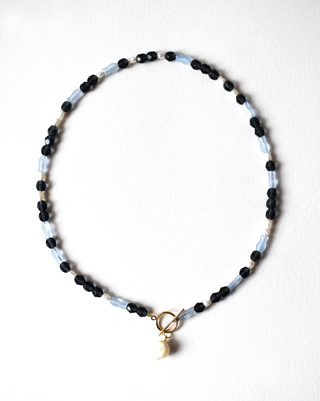 Mother-of-Pearl Drop Beaded Toggle Necklace