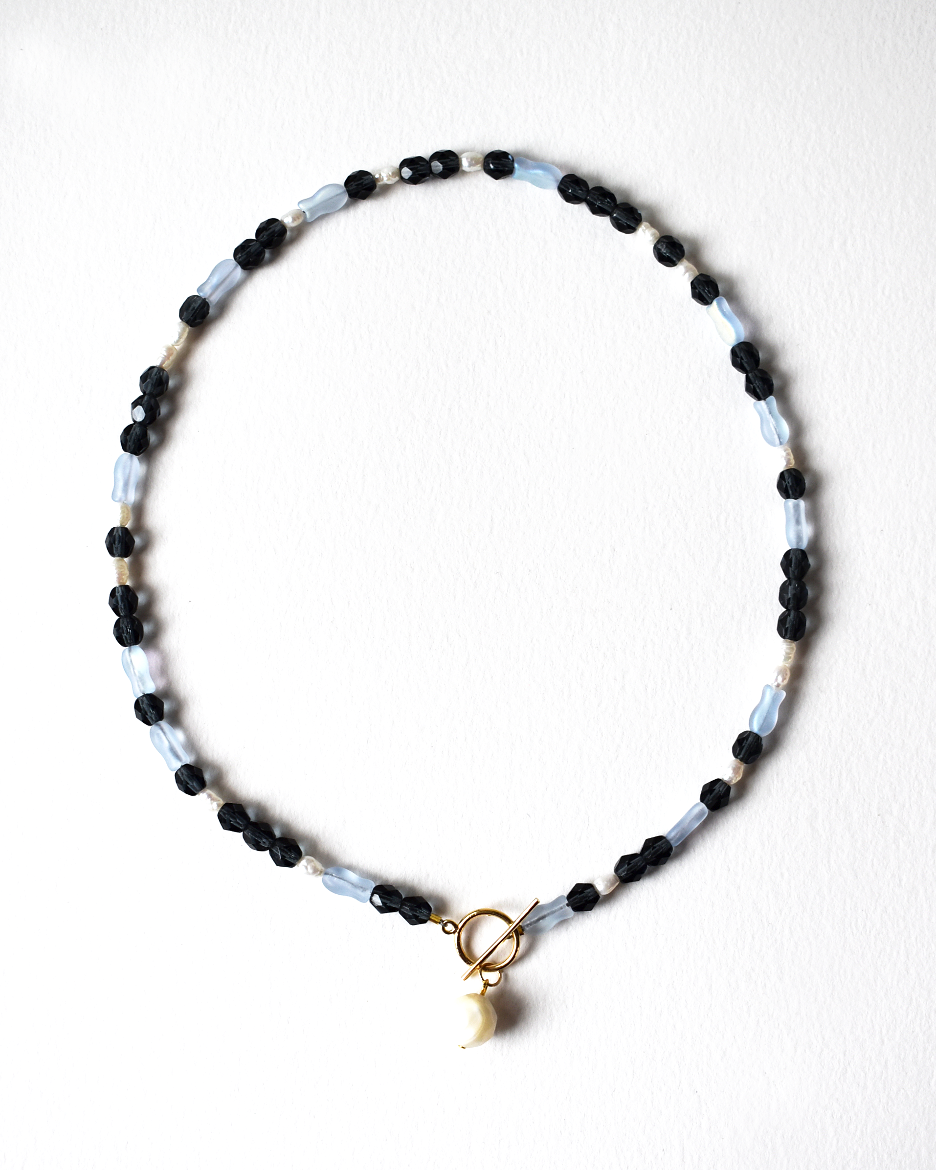 Mother-of-Pearl Drop Beaded Toggle Necklace