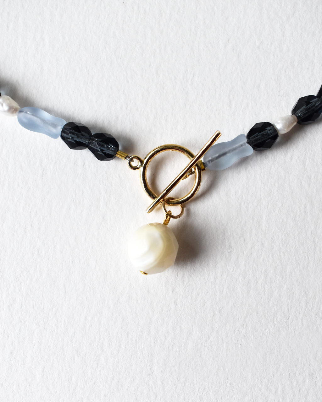 Mother-of-Pearl Drop Beaded Toggle Necklace