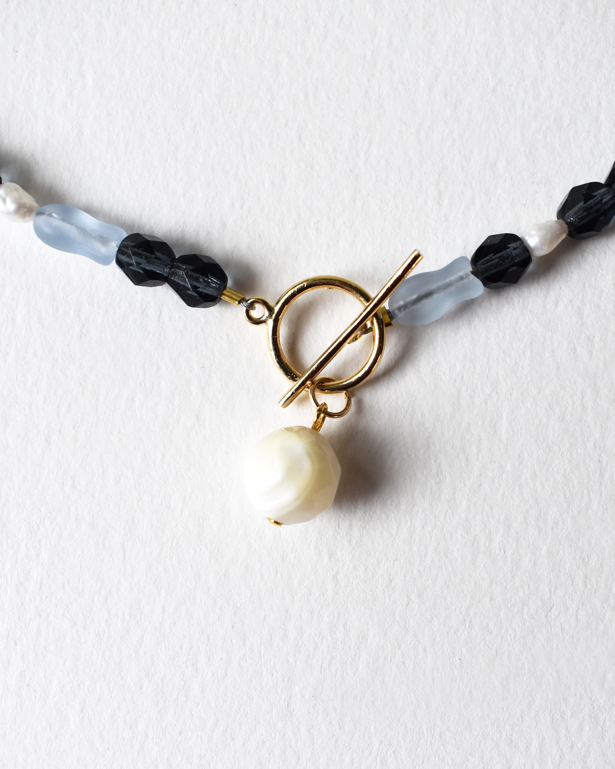 Mother-of-Pearl Drop Beaded Toggle Necklace