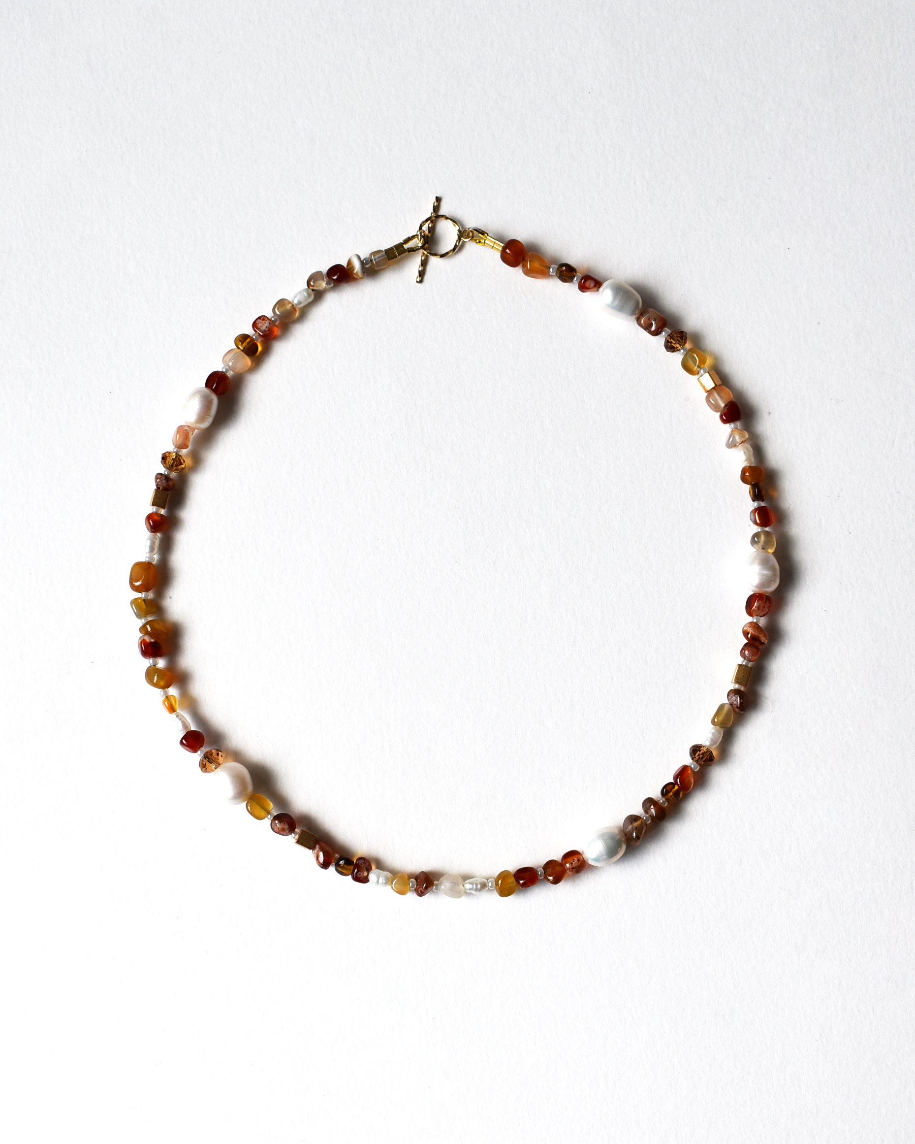 Warm Agate Freshwater Pearl Beaded Necklace