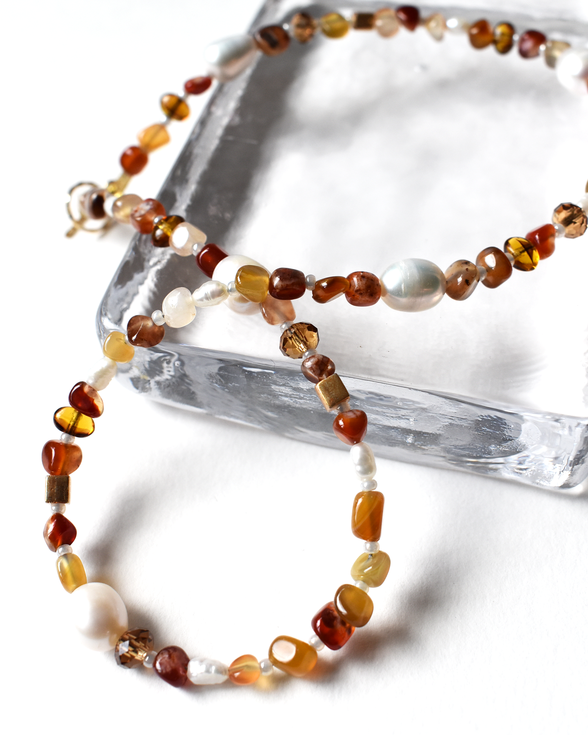 Warm Agate Freshwater Pearl Beaded Necklace