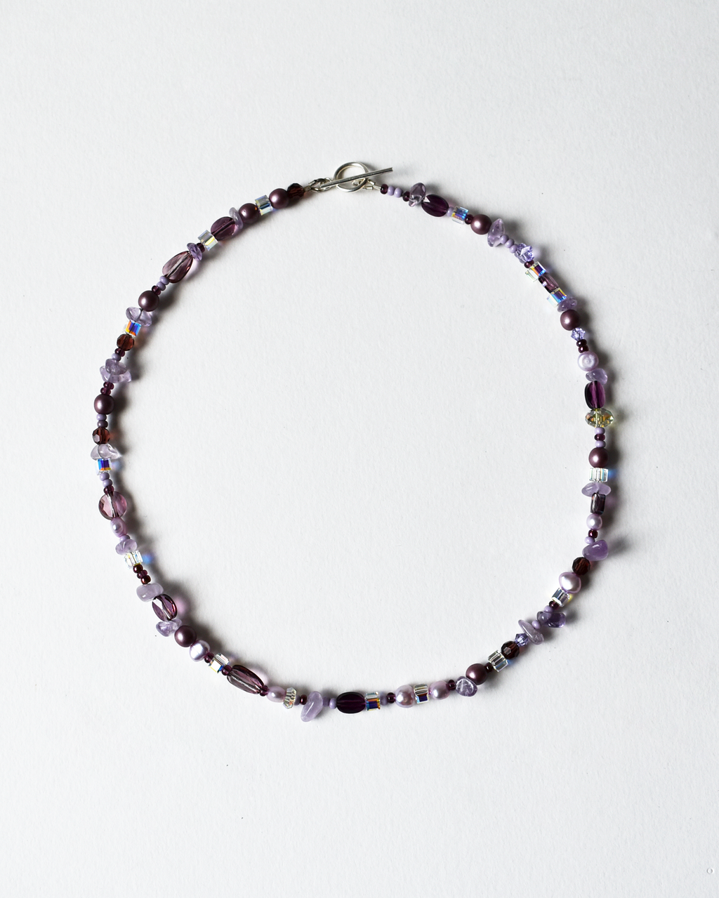 Amethyst Crystal Purple Beaded Necklace