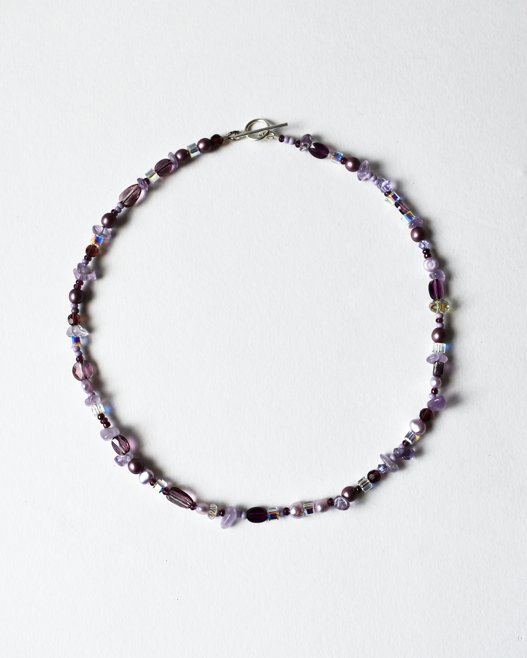 Amethyst Crystal Purple Beaded Necklace