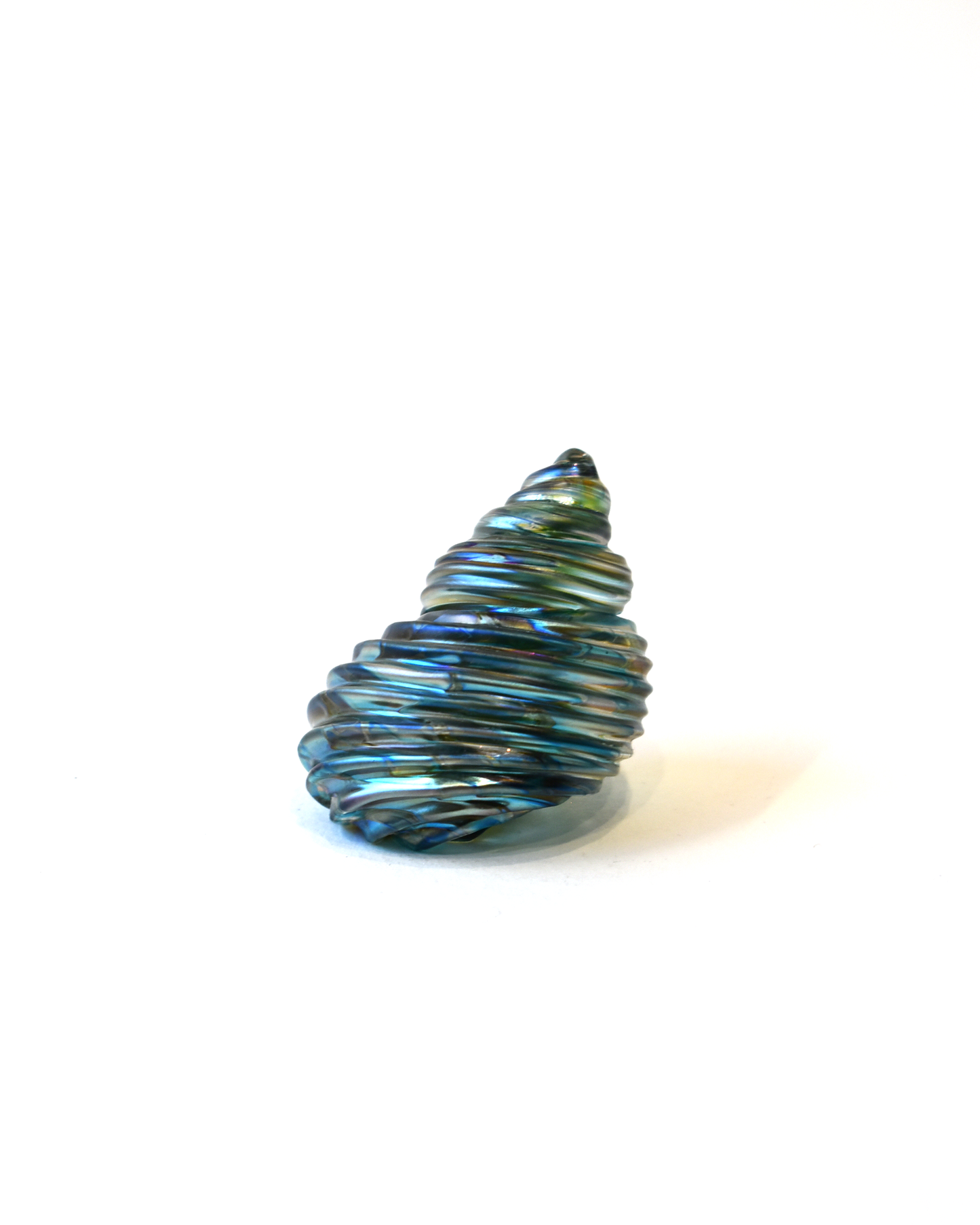 Conical Blue Featherspray Glass Shell (S)