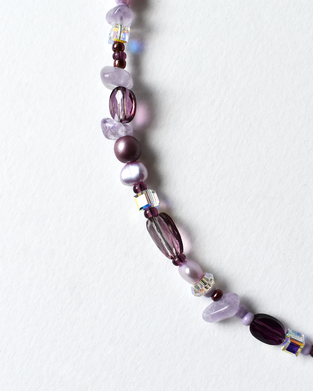 Amethyst Crystal Purple Beaded Necklace