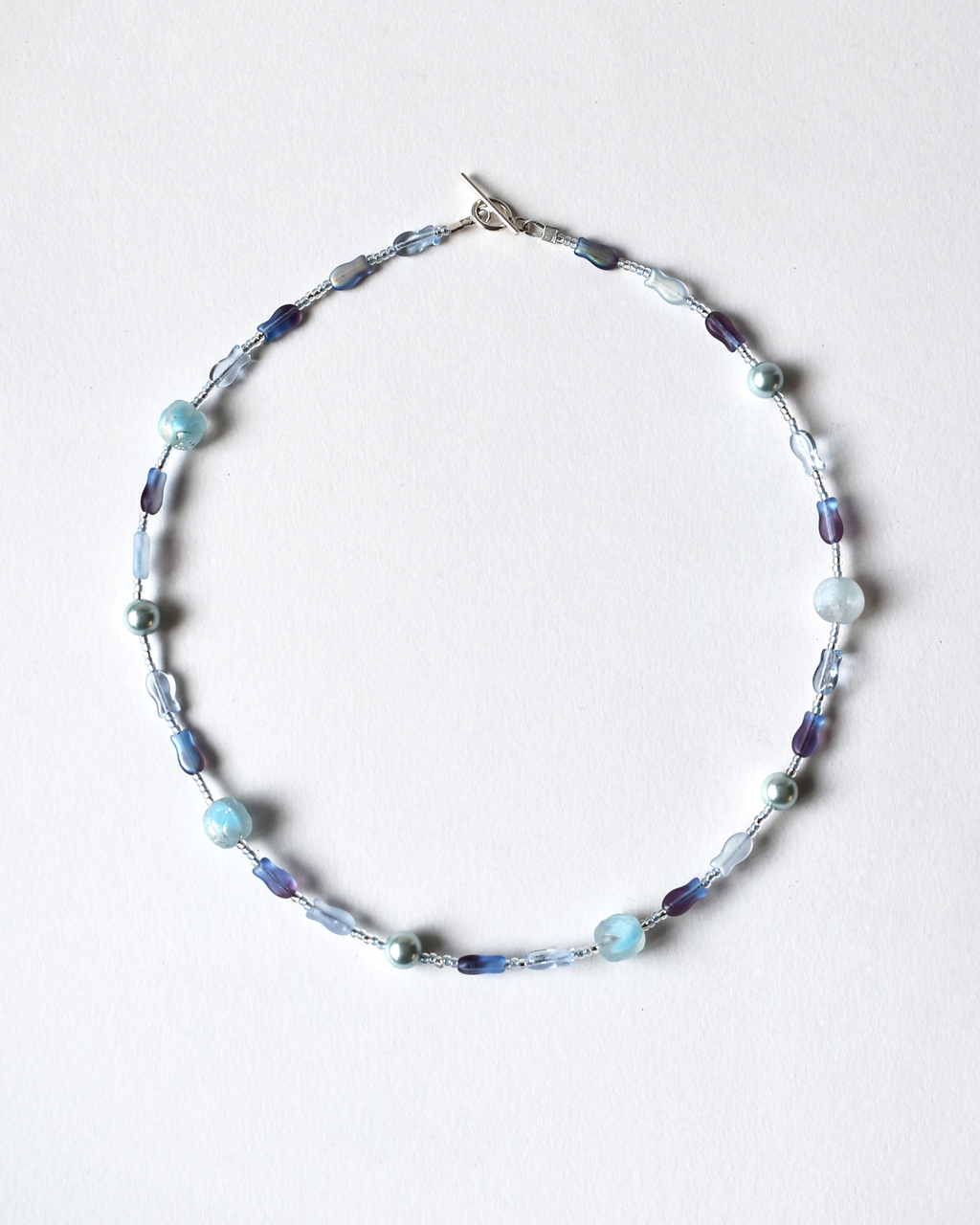 'Frosted Coast' Pale Blue Beaded Necklace