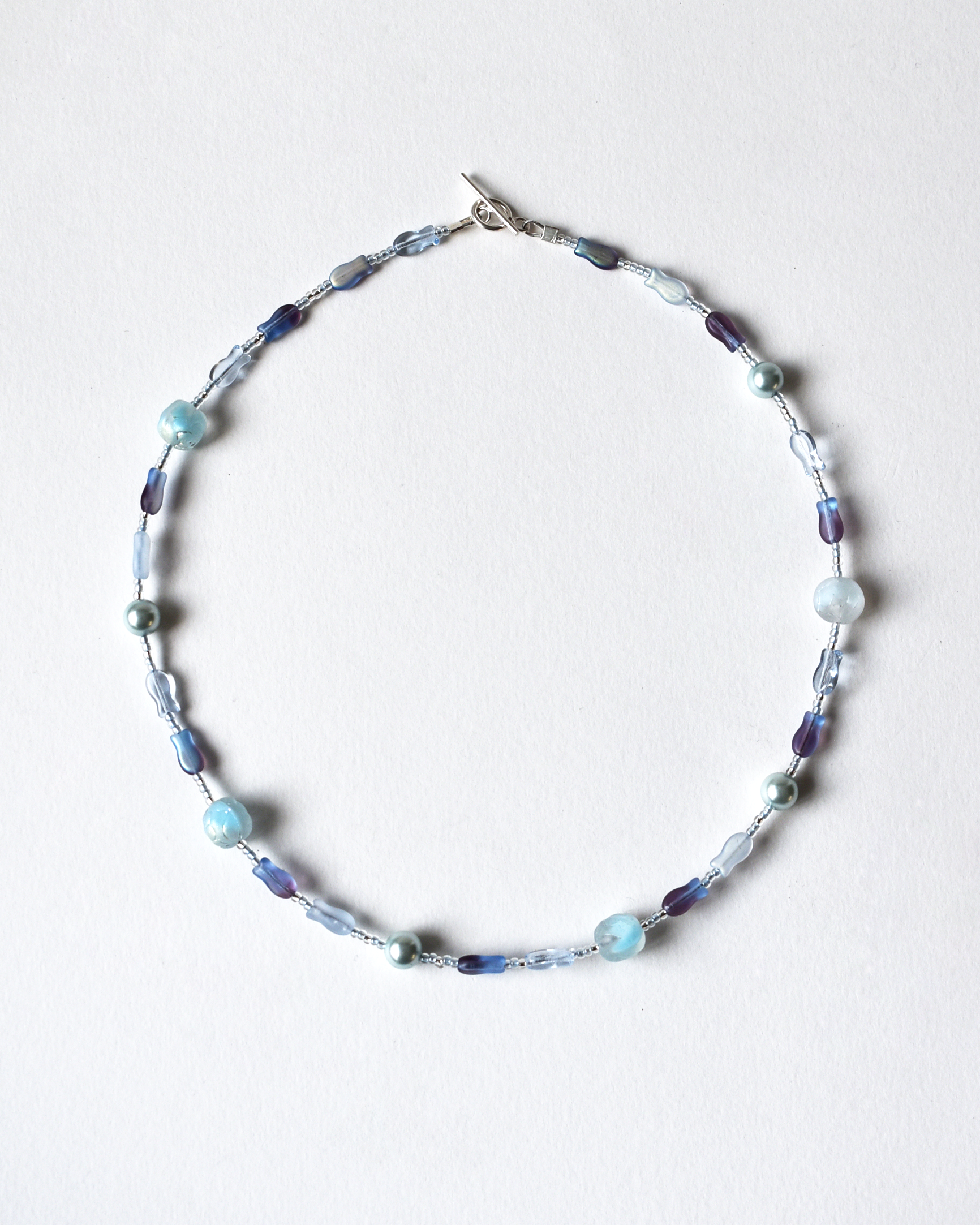 'Frosted Coast' Pale Blue Beaded Necklace