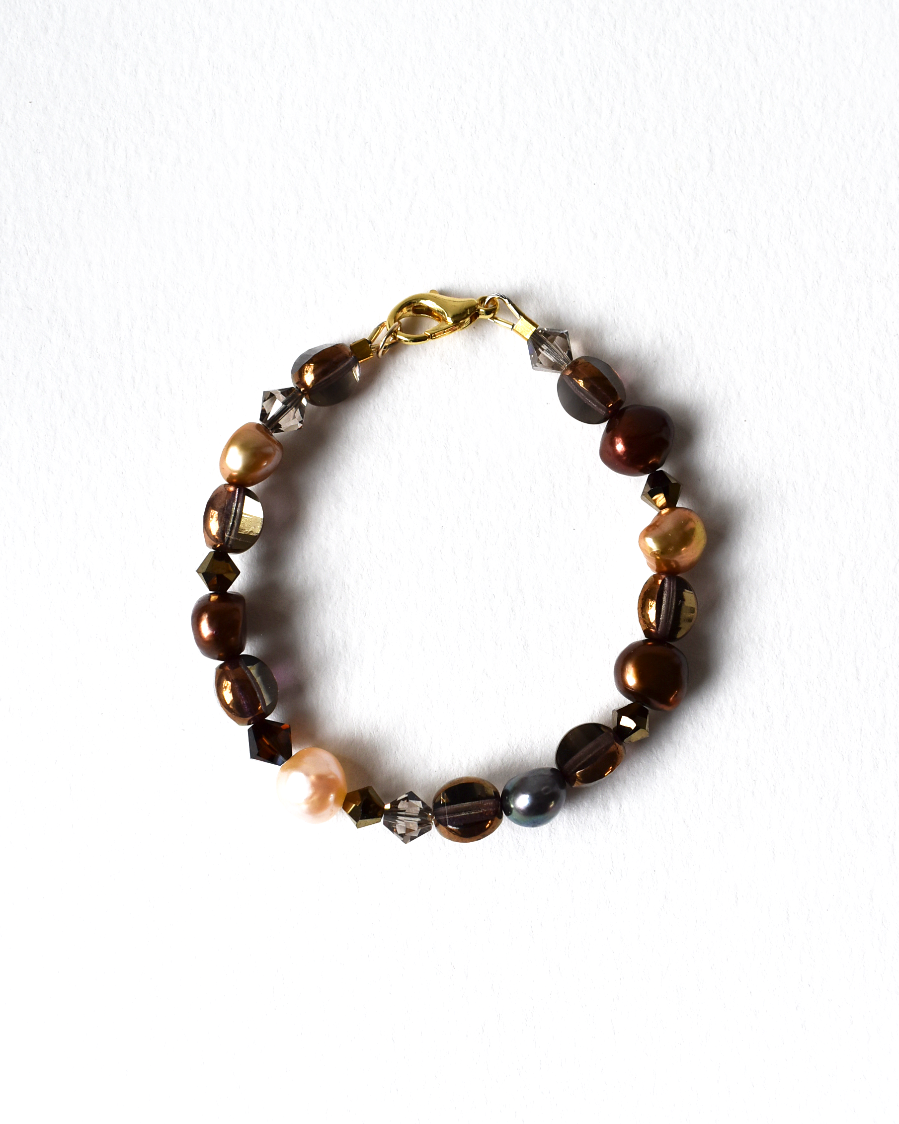 Earthy Brown & Gold Freshwater Pearl Bracelet