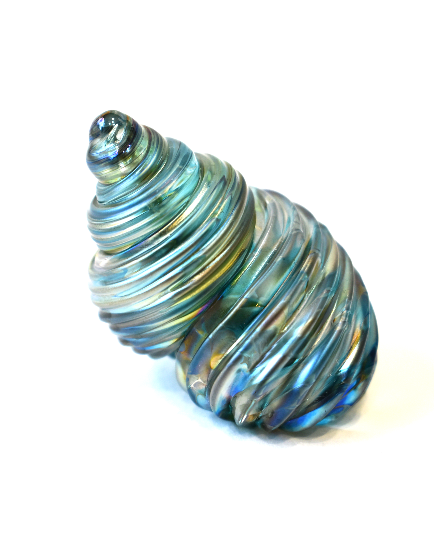Conical Blue Featherspray Glass Shell (S)