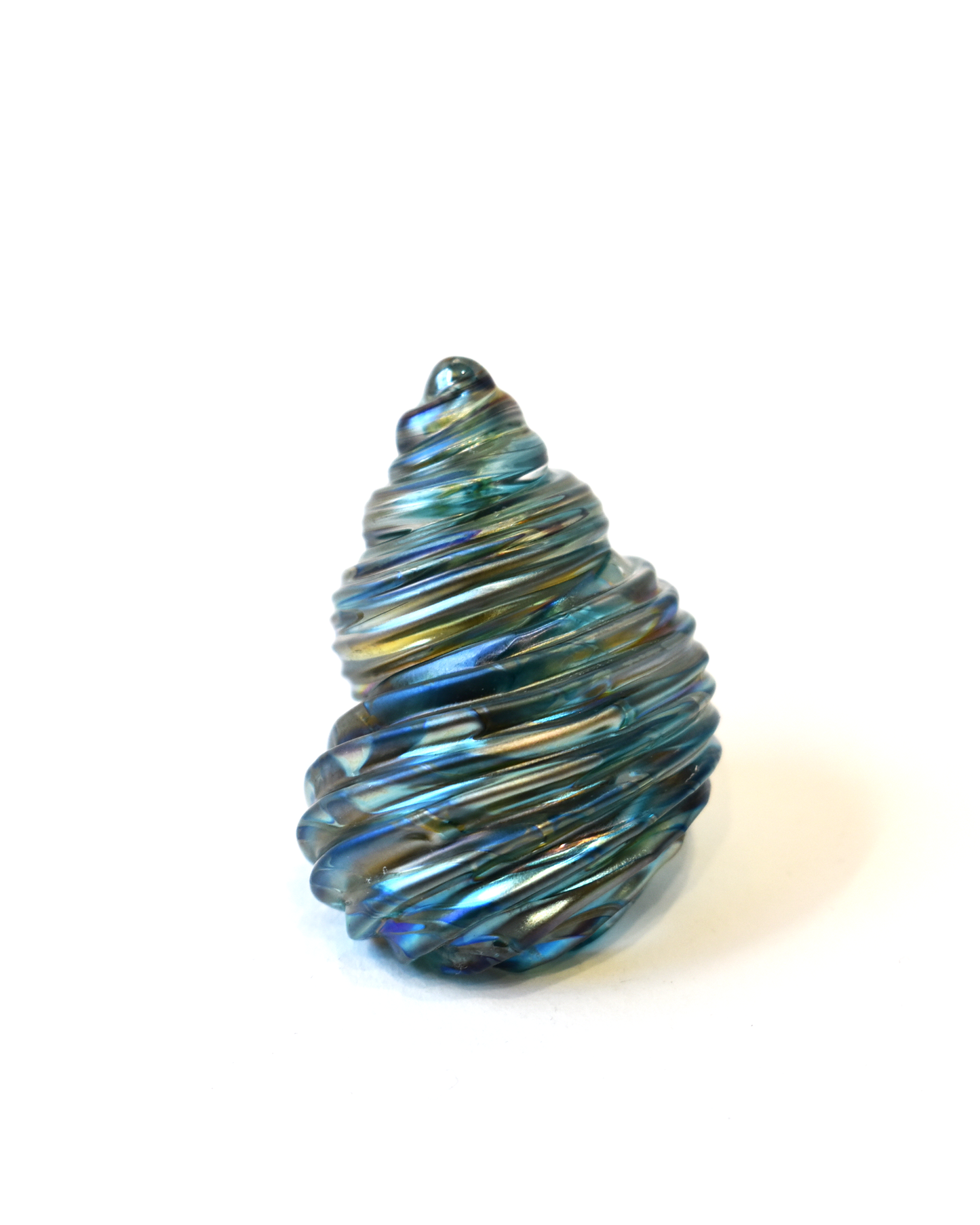 Conical Blue Featherspray Glass Shell (S)