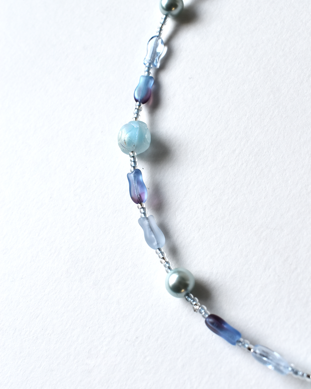 'Frosted Coast' Pale Blue Beaded Necklace
