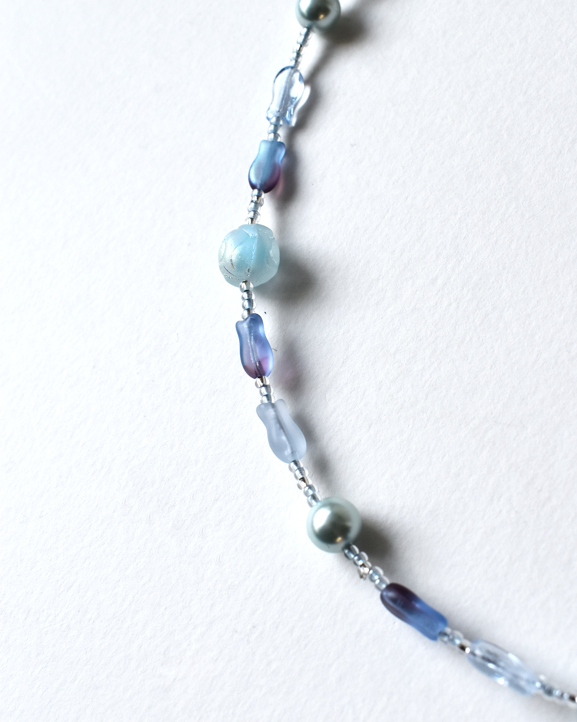 'Frosted Coast' Pale Blue Beaded Necklace