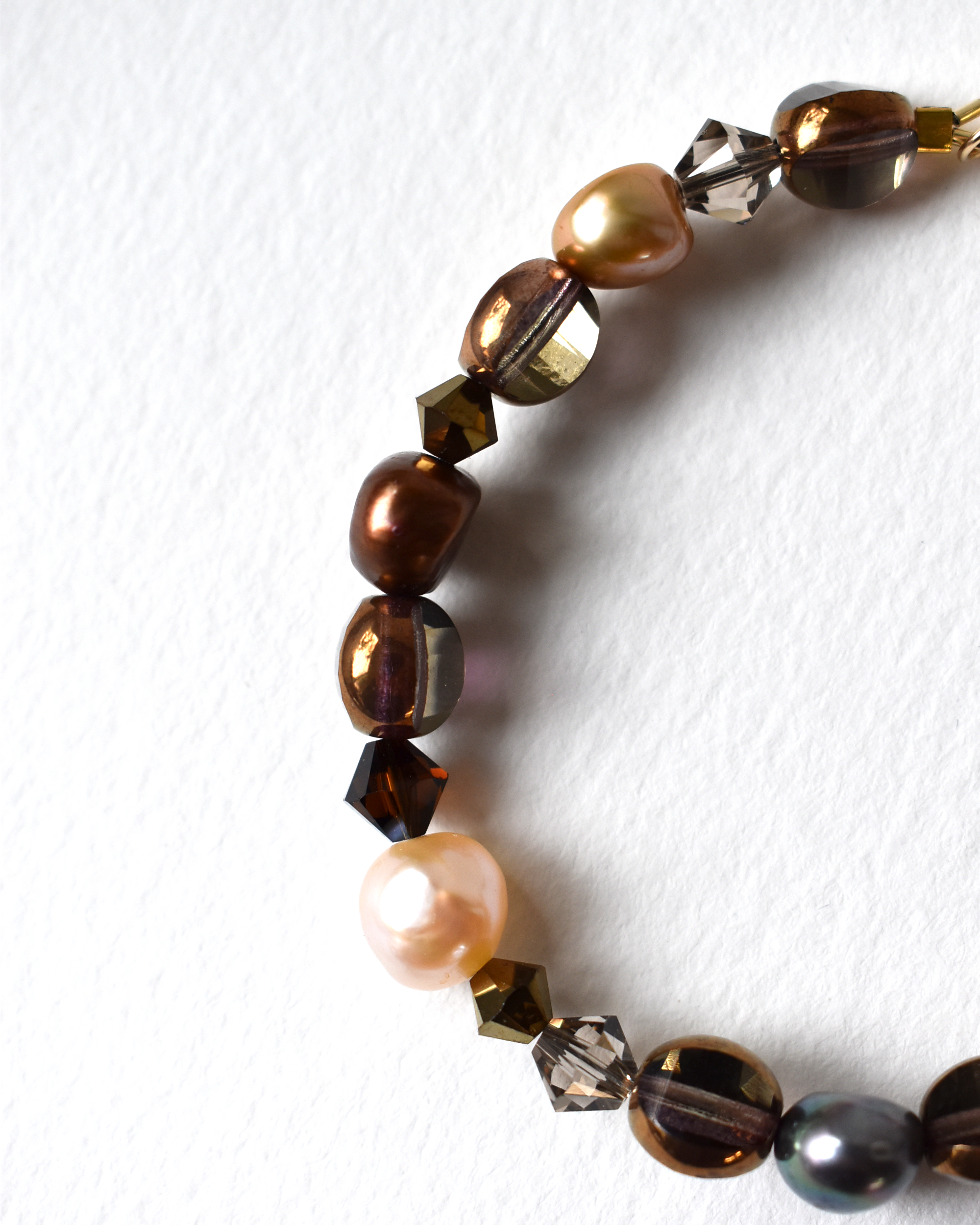 Earthy Brown & Gold Freshwater Pearl Bracelet