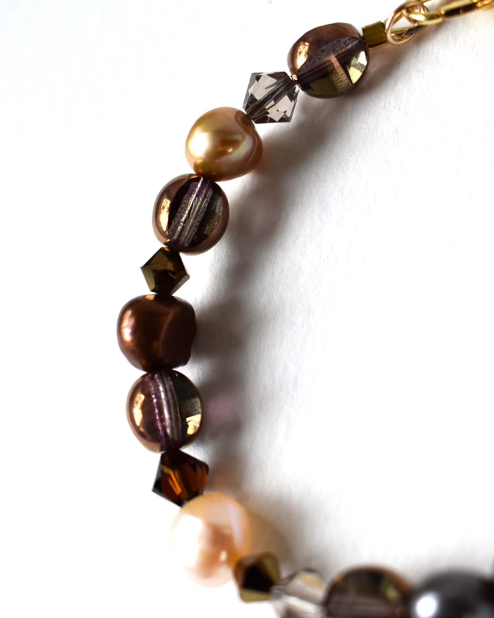 Earthy Brown & Gold Freshwater Pearl Bracelet
