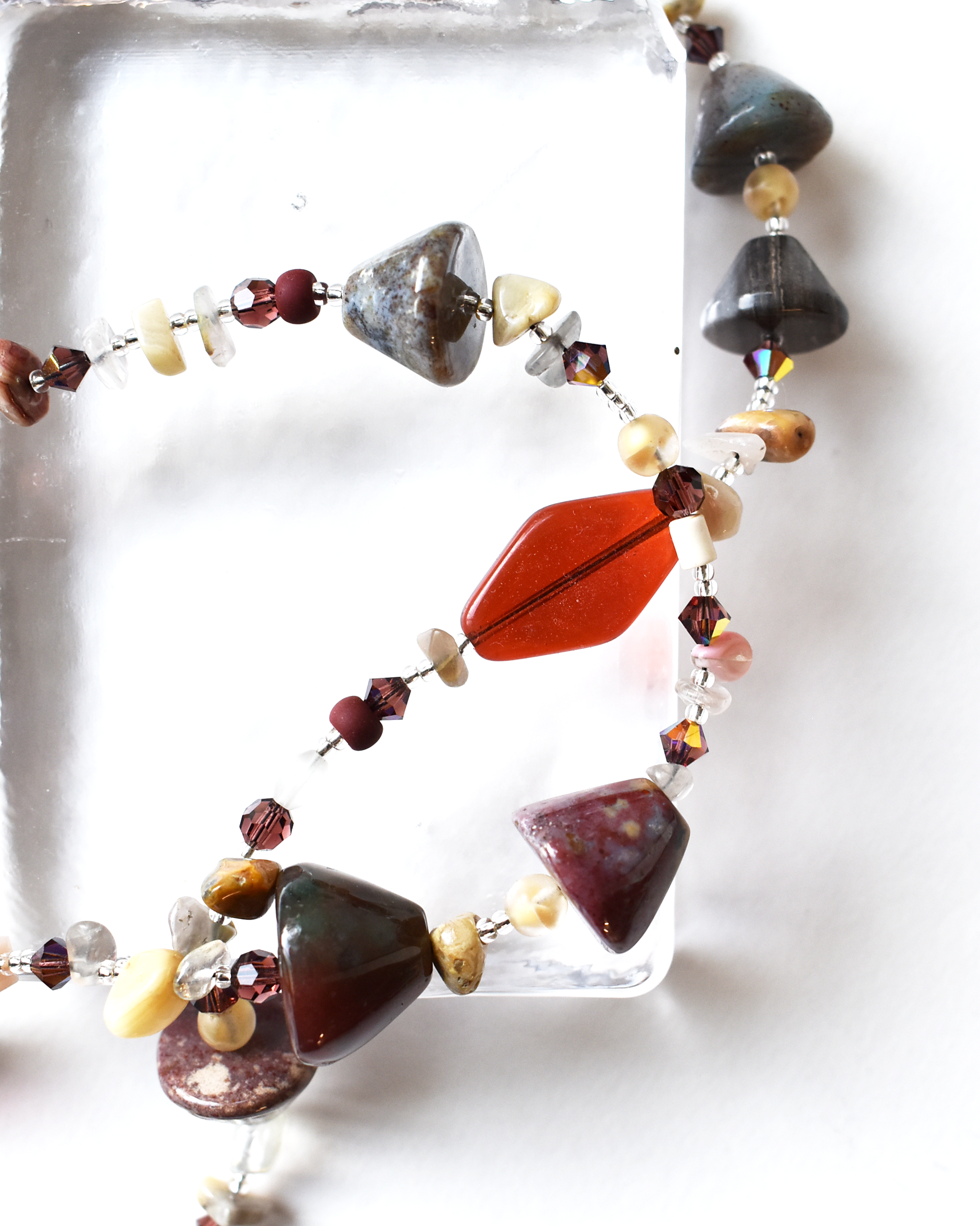 'Earth & Ember' Agate Statement Long Beaded Necklace