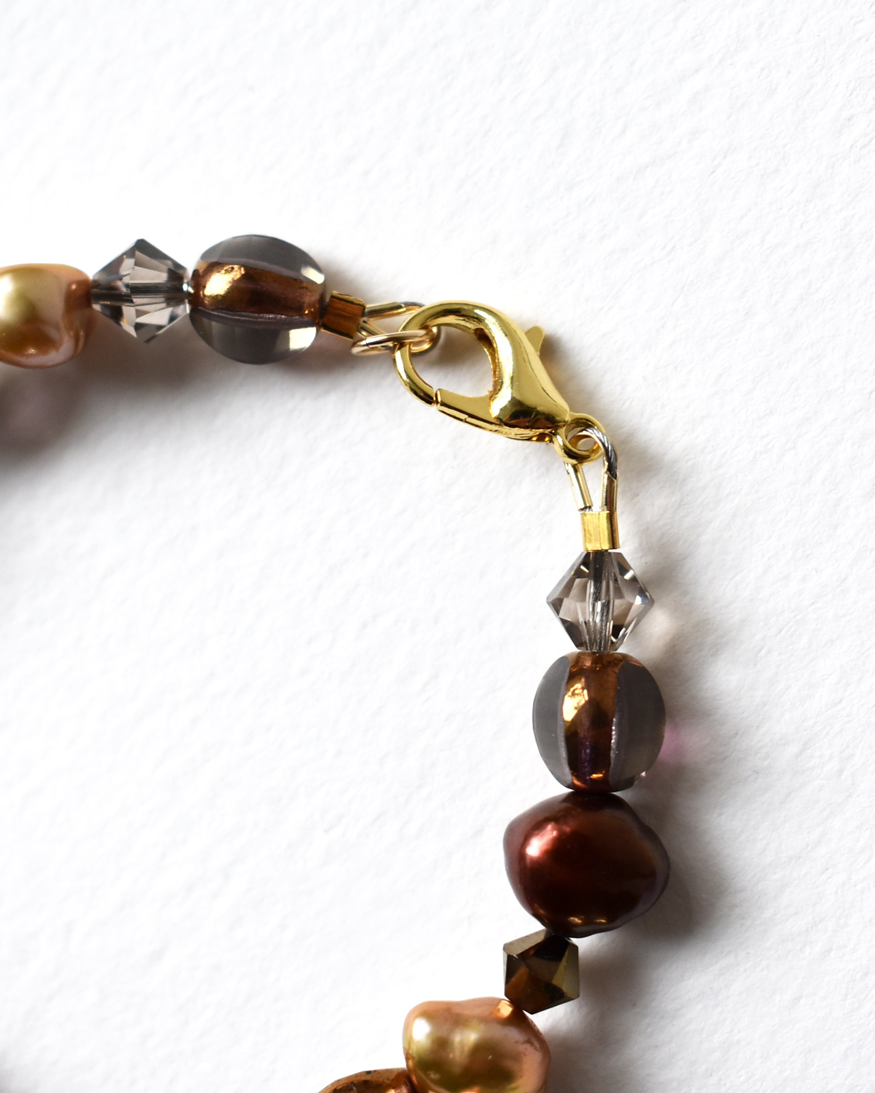 Earthy Brown & Gold Freshwater Pearl Bracelet