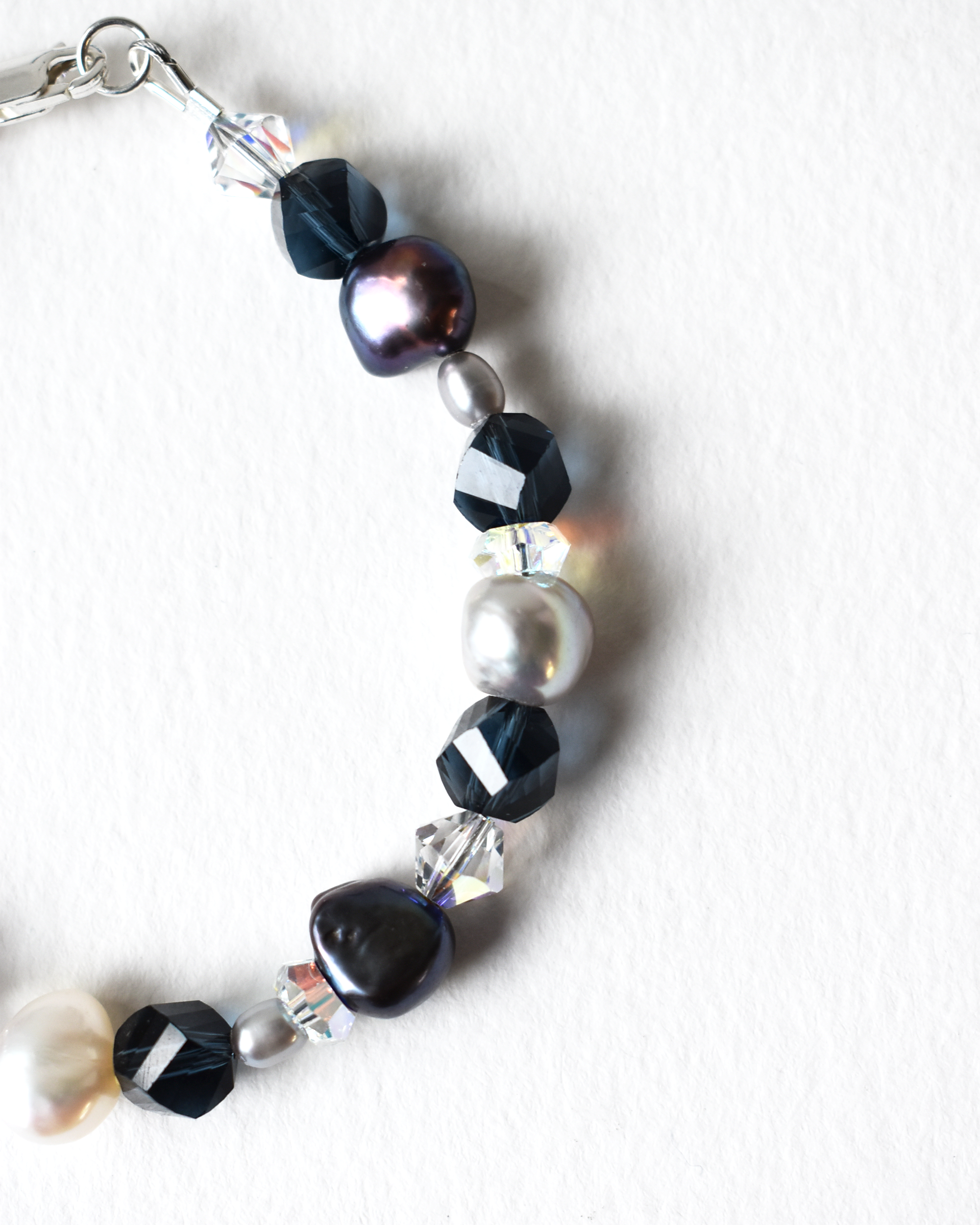 Midnight Blue & Silver Freshwater Pearl Bracelet