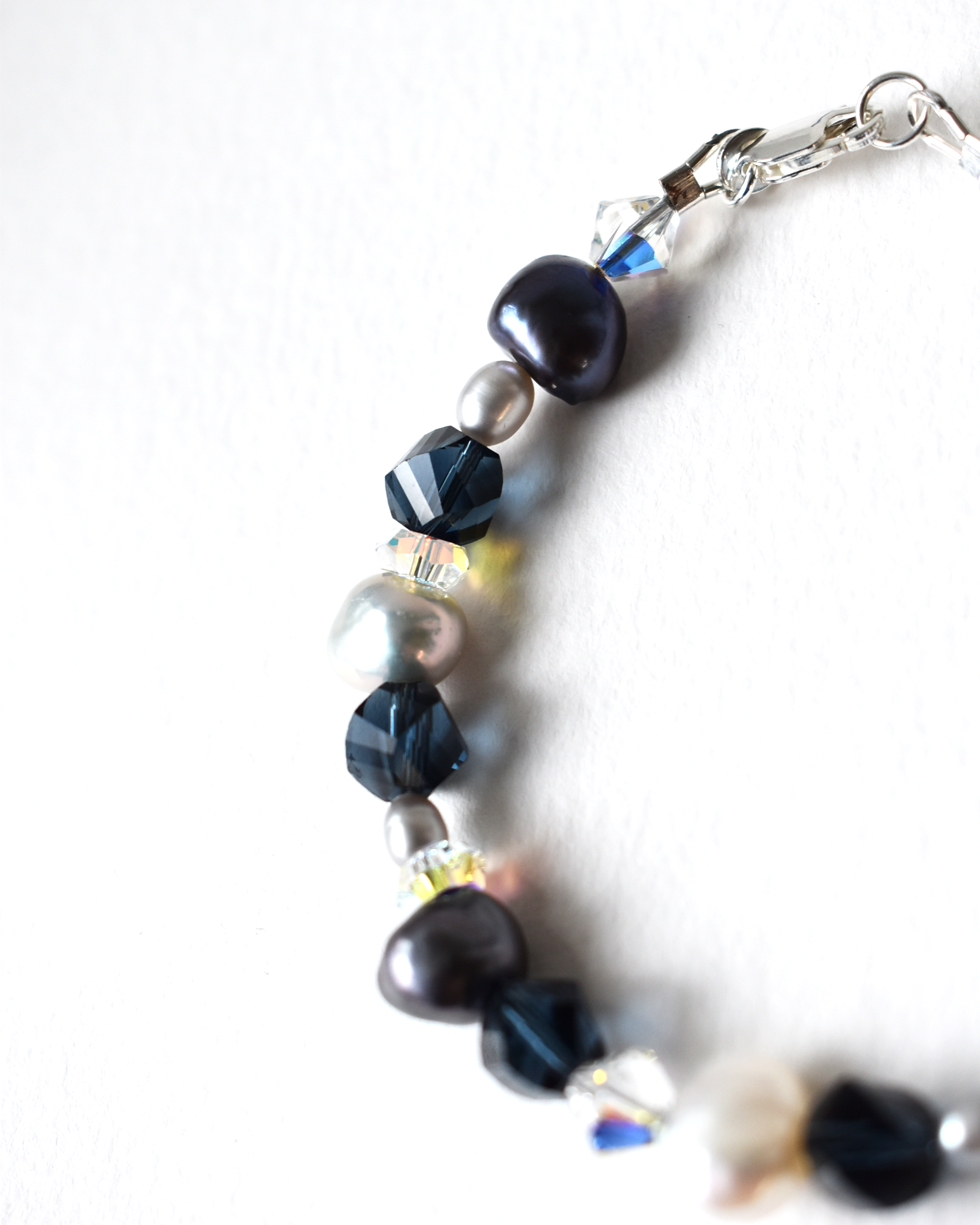 Midnight Blue & Silver Freshwater Pearl Bracelet