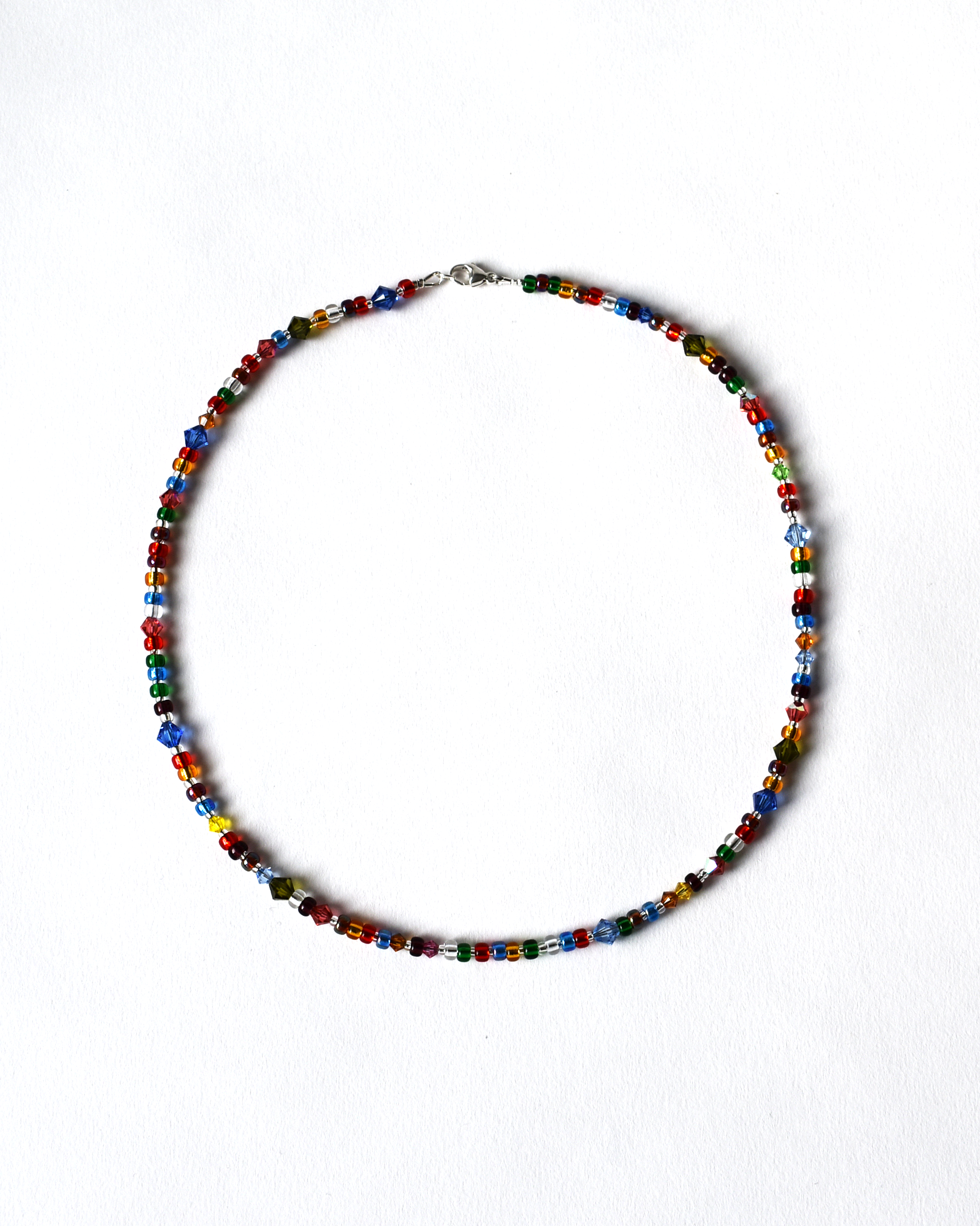 Jewel-Toned Rainbow Crystal Beaded Necklace