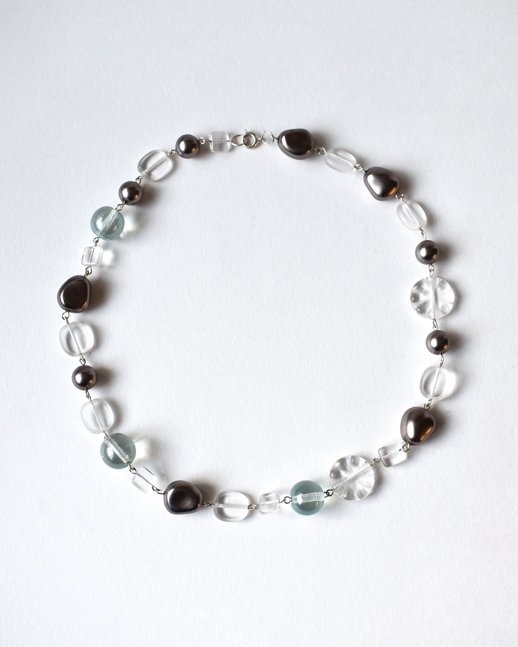 Soft Blue & Grey Beaded Necklace