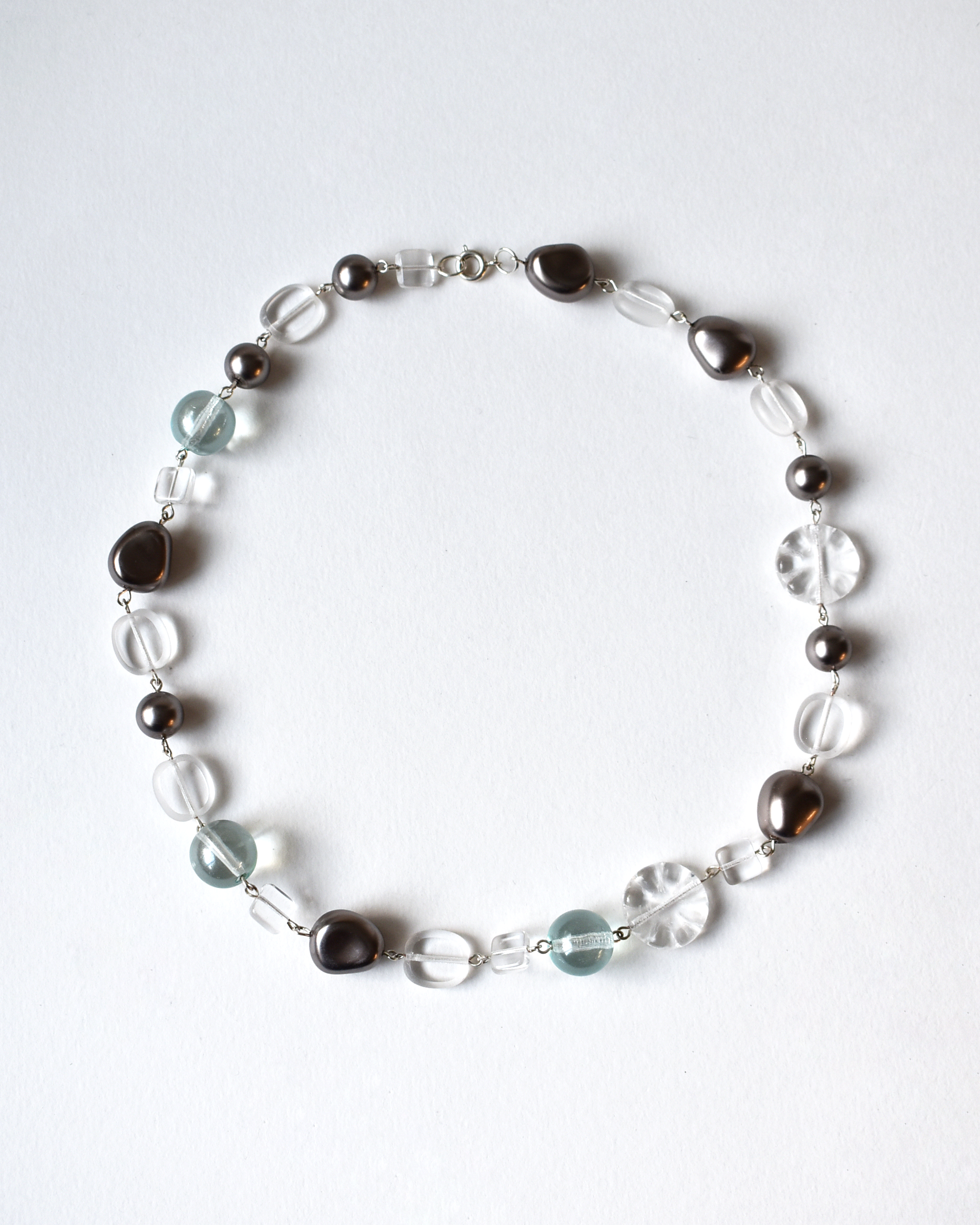 Soft Blue & Grey Beaded Necklace