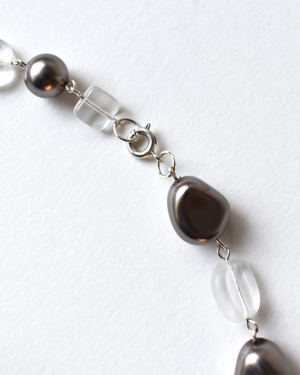 Soft Blue & Grey Beaded Necklace