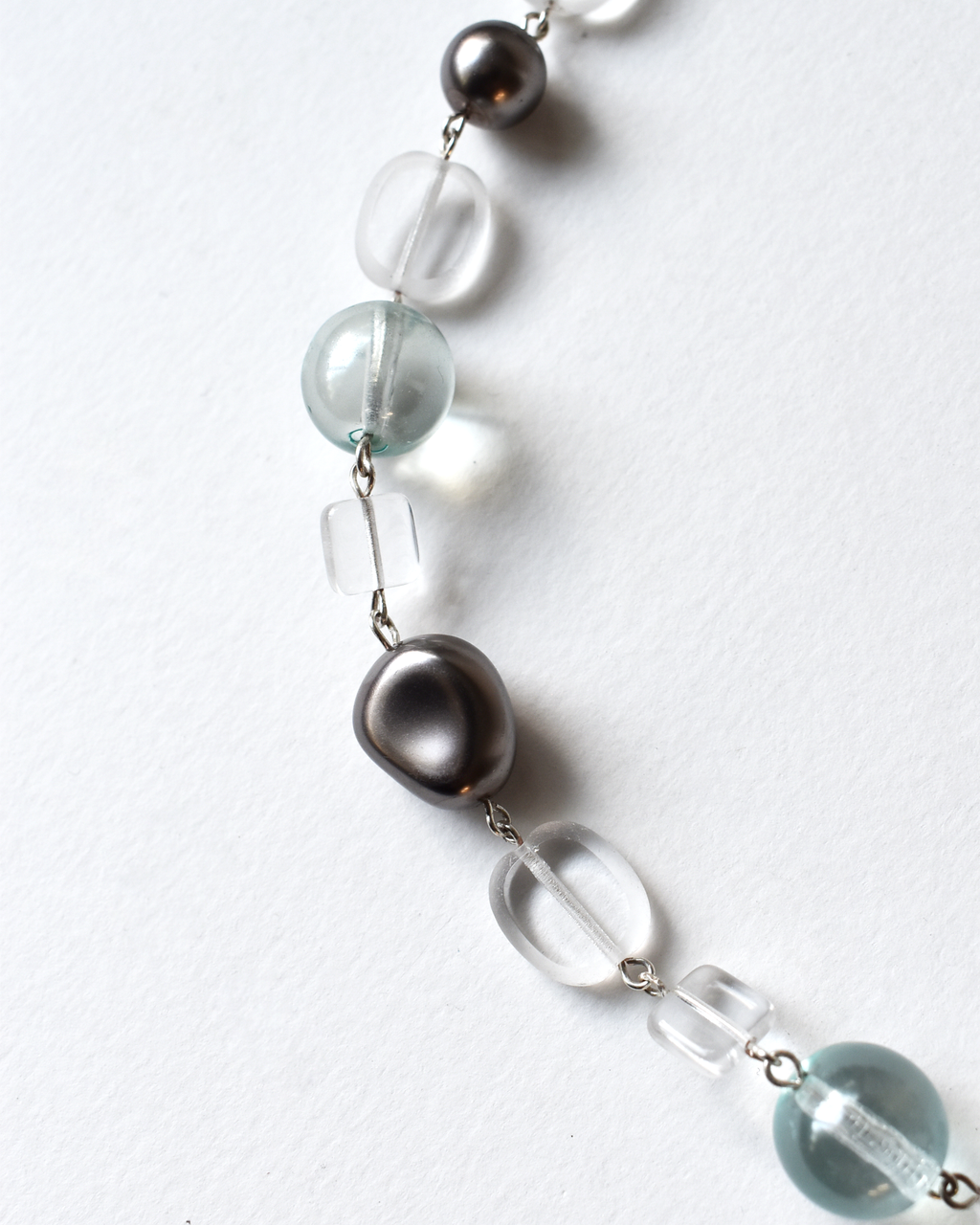 Soft Blue & Grey Beaded Necklace