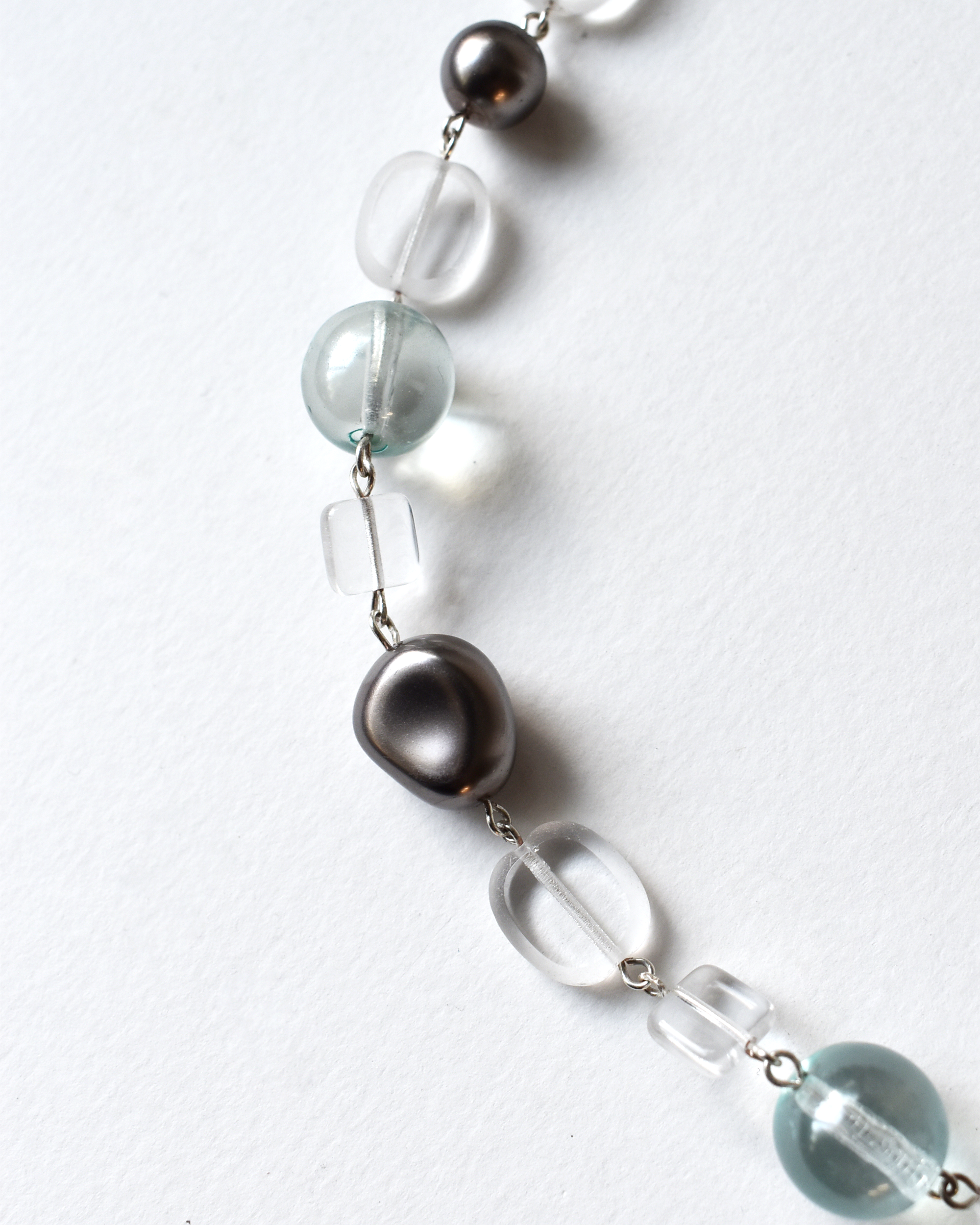Soft Blue & Grey Beaded Necklace