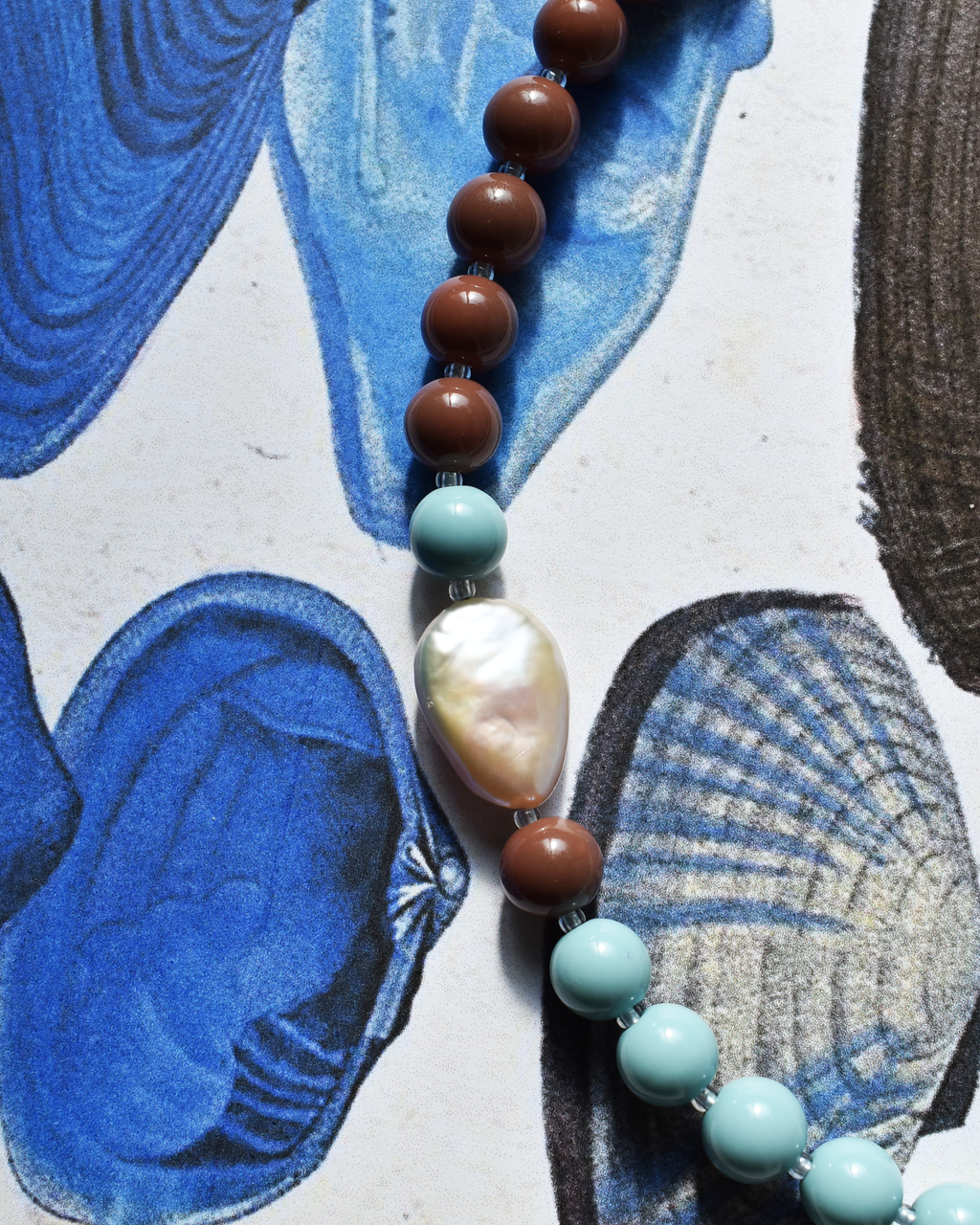'Tide & Terra' Asymmetric Bead Necklace