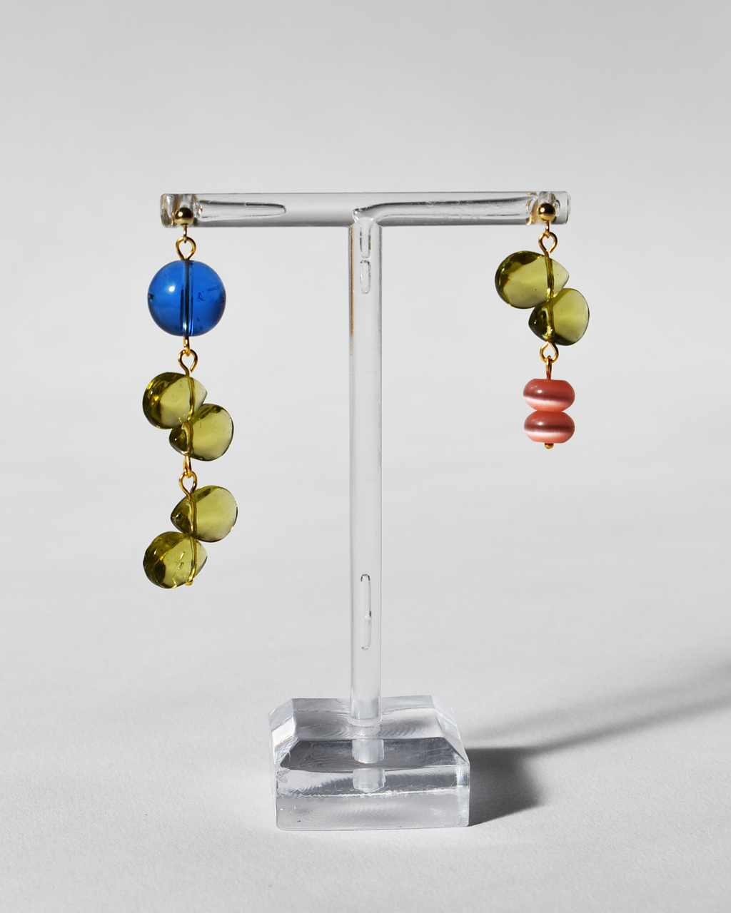 Mismatched 'Olive Cascade' Earrings