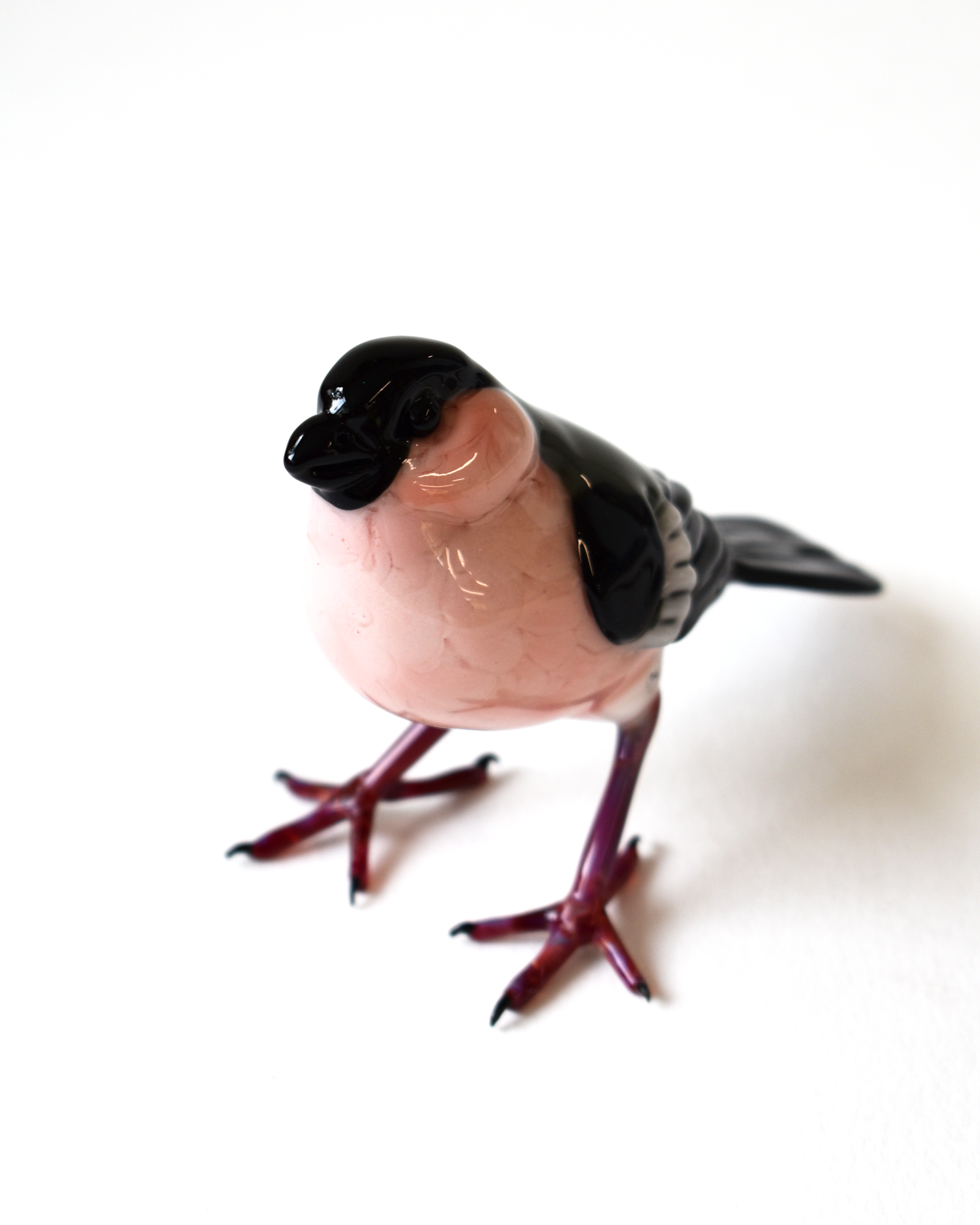 'Bullfinch' Glass Bird Sculpture