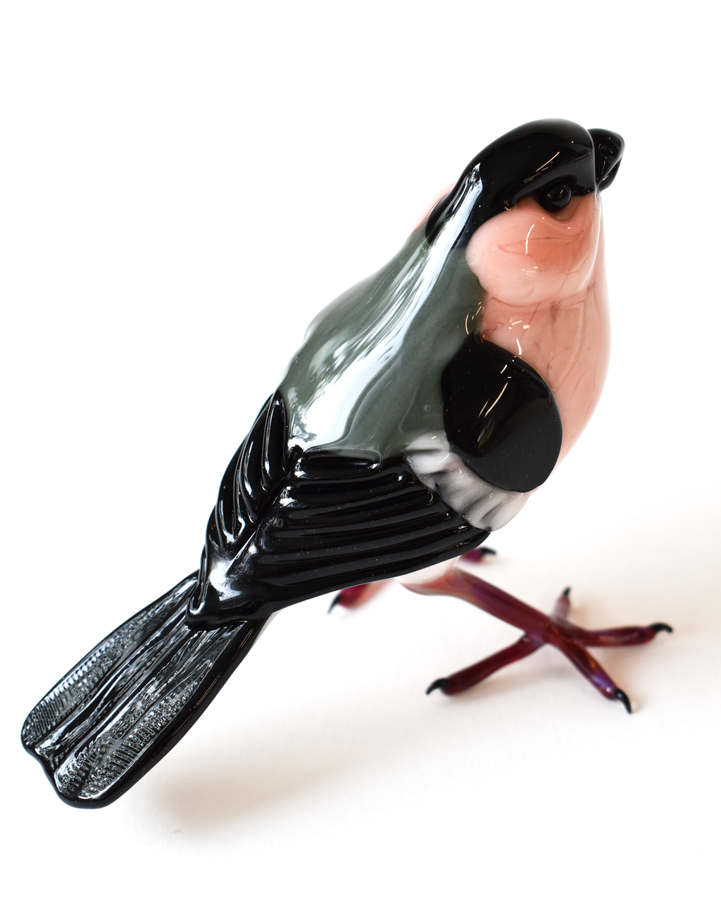'Bullfinch' Glass Bird Sculpture