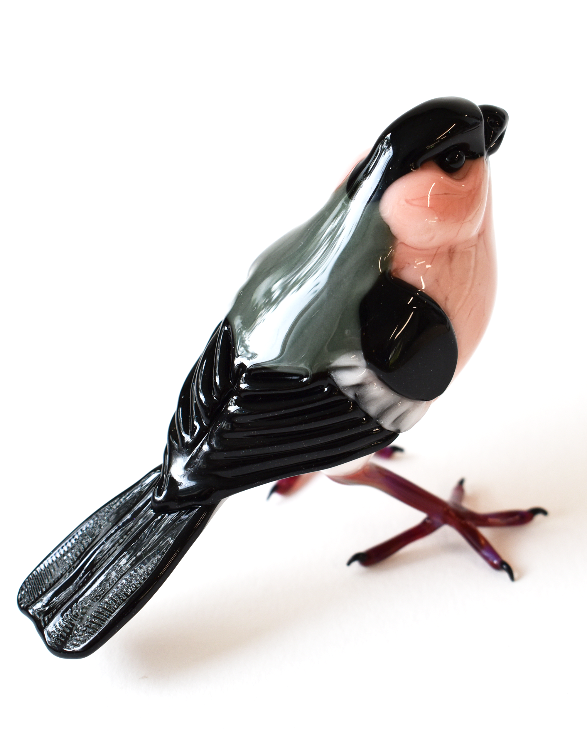 'Bullfinch' Glass Bird Sculpture