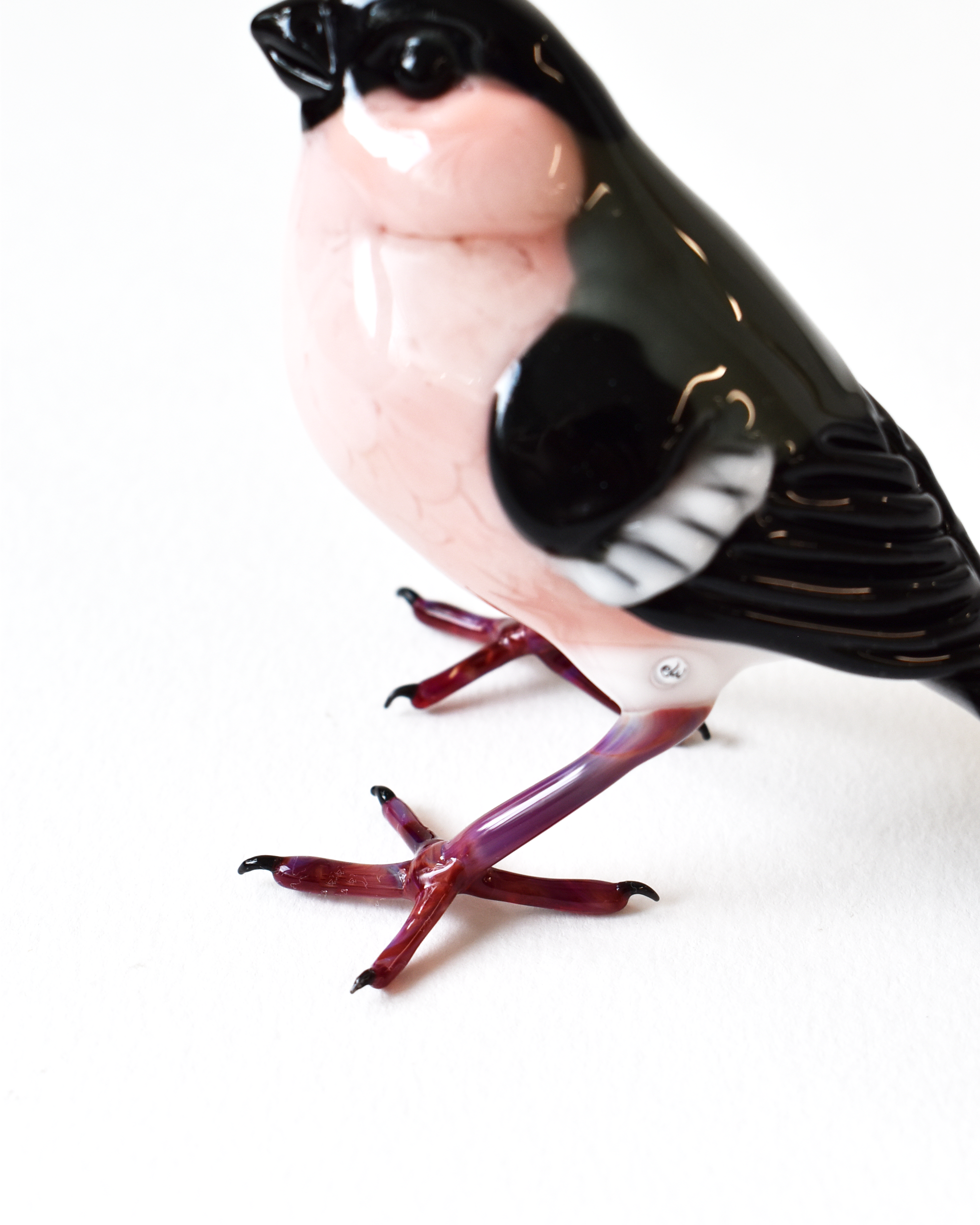 'Bullfinch' Glass Bird Sculpture