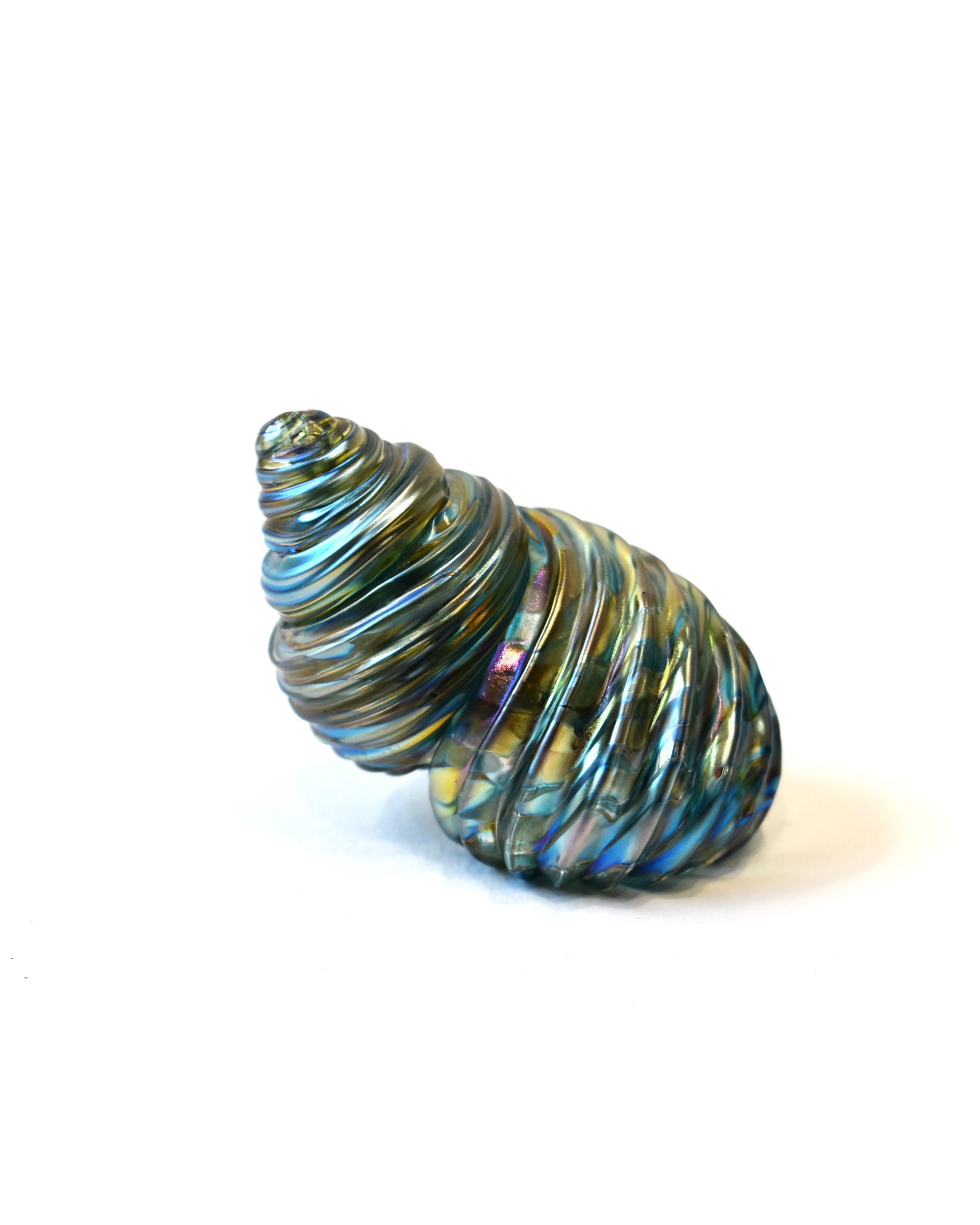 Conical Blue Featherspray Glass Shell (L)