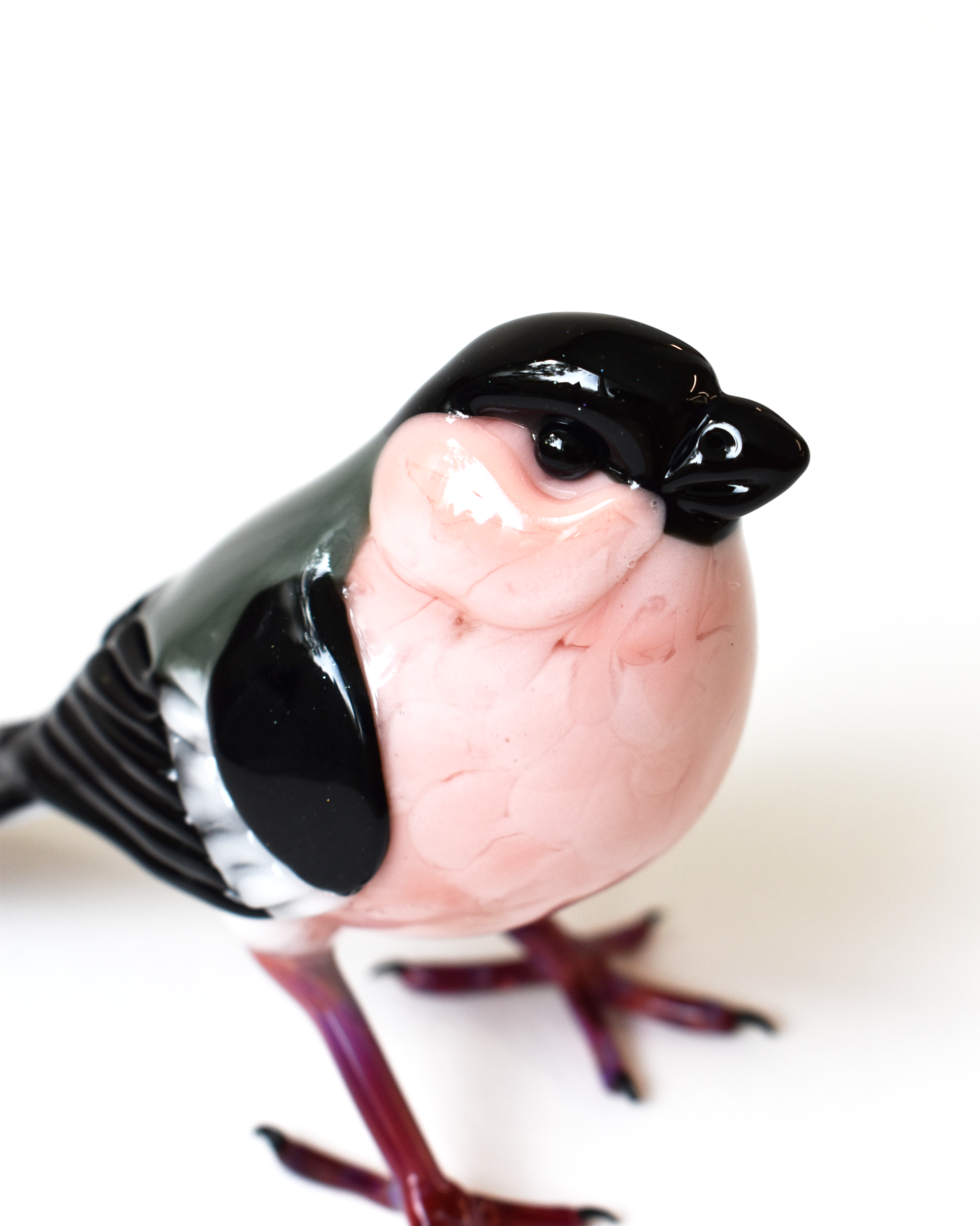 'Bullfinch' Glass Bird Sculpture