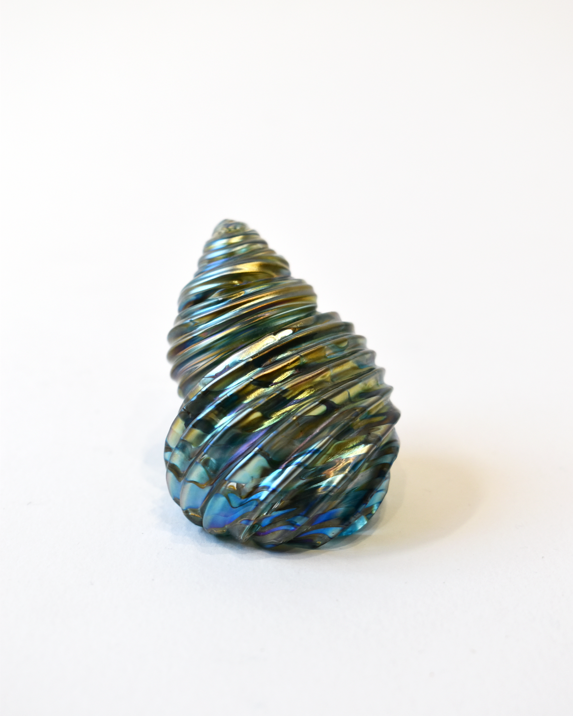 Conical Blue Featherspray Glass Shell (L)