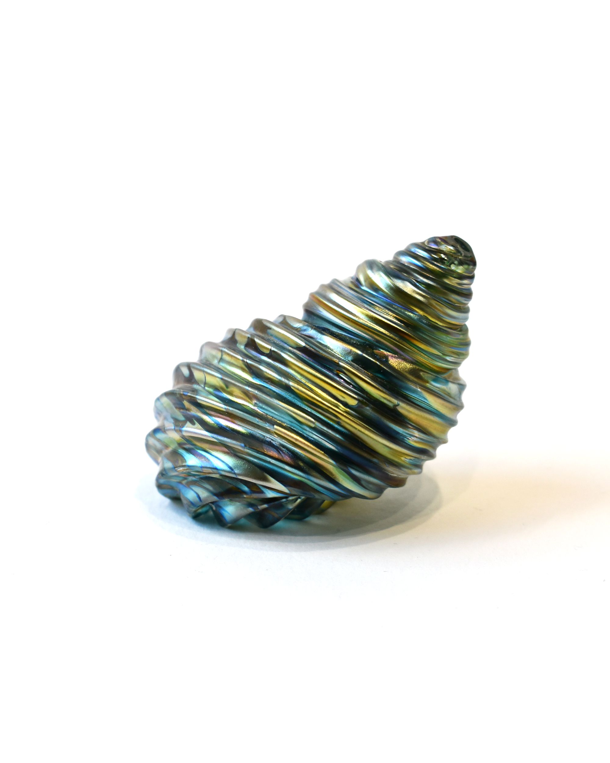 Conical Blue Featherspray Glass Shell (L)