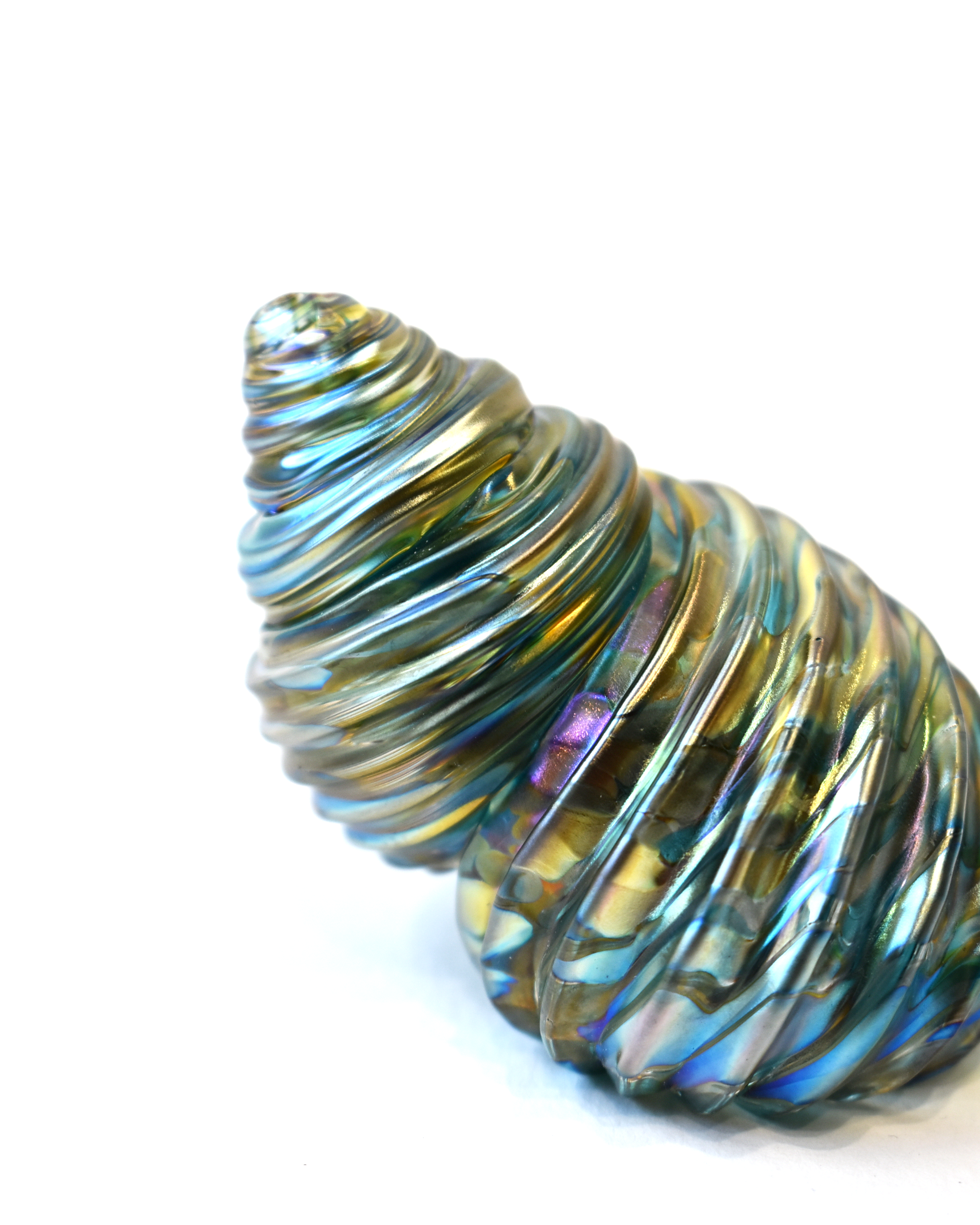 Conical Blue Featherspray Glass Shell (L)