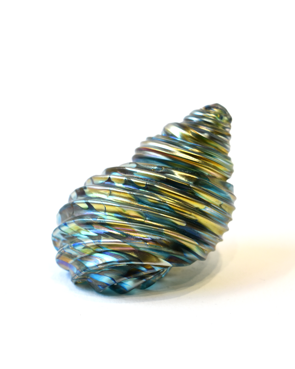 Conical Blue Featherspray Glass Shell (L)