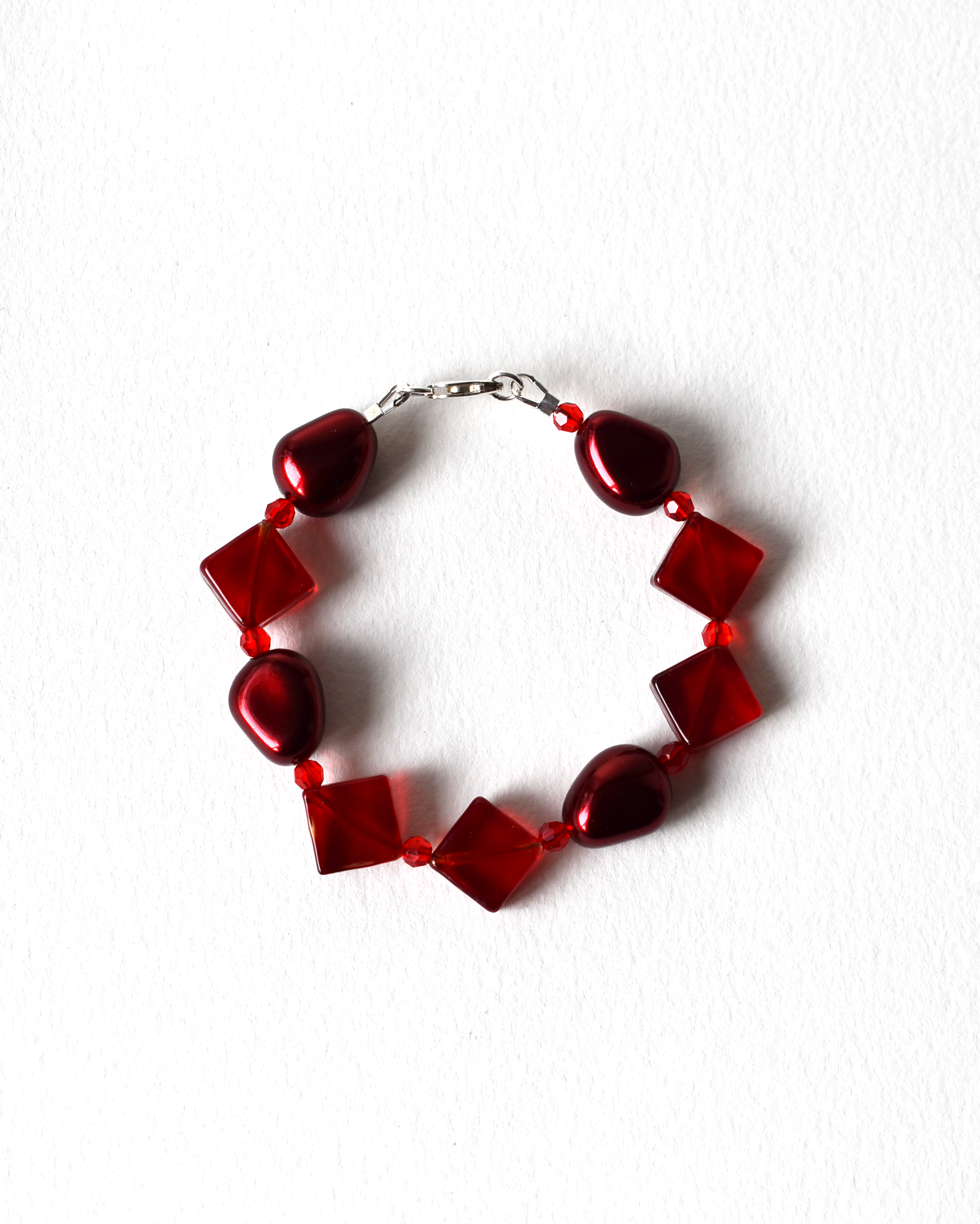 Vibrant Red Venetian Glass & Crystal Bracelet