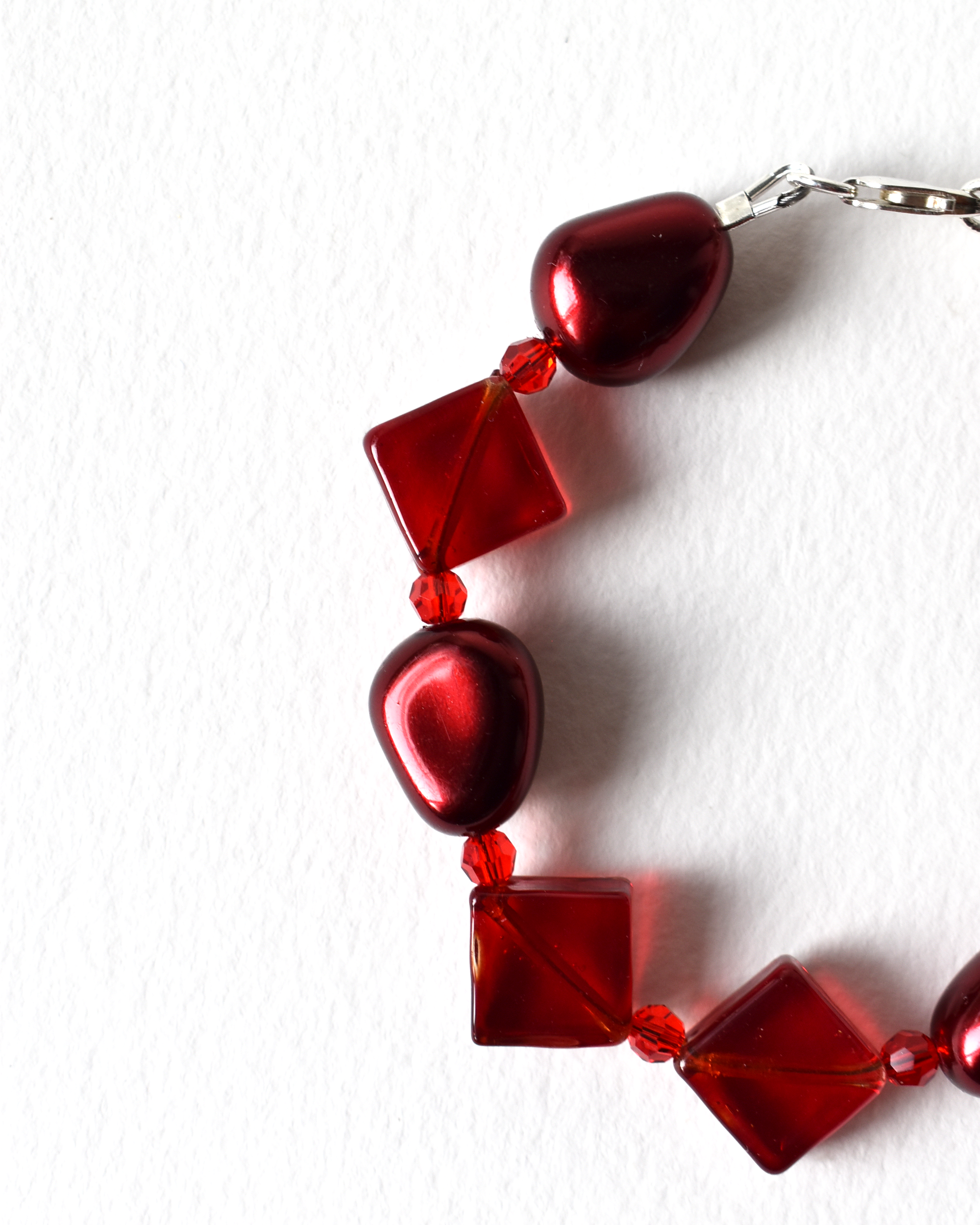 Vibrant Red Venetian Glass & Crystal Bracelet