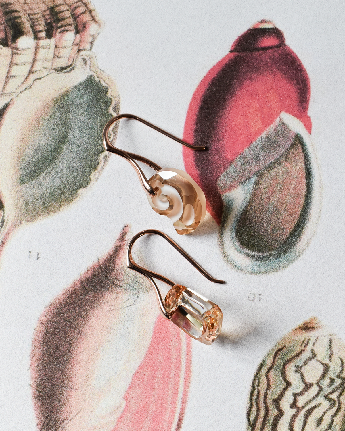 'Ammonite Glow' Asymmetric Crystal Earrings