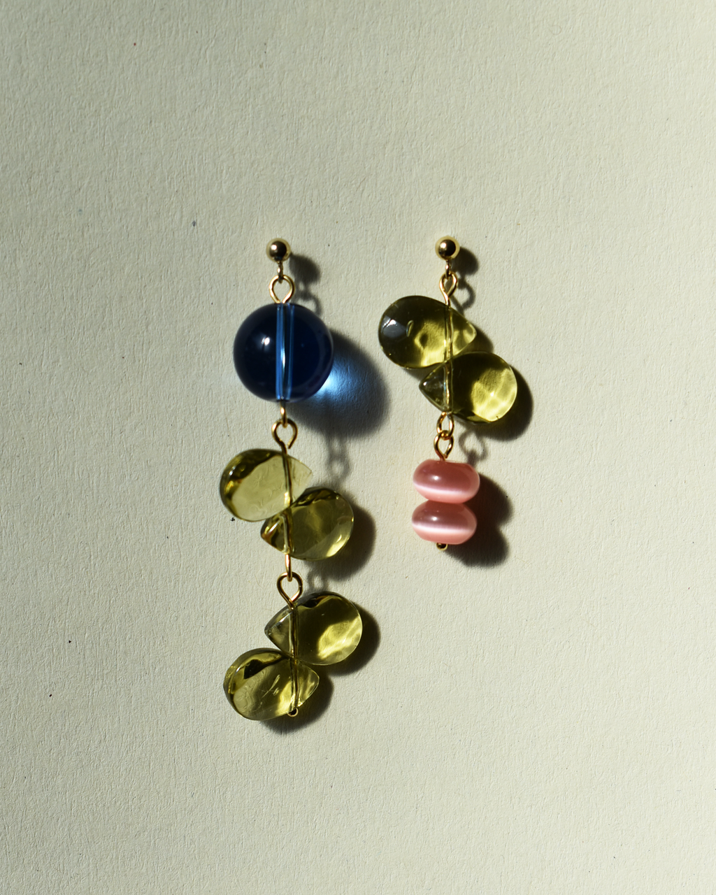 Mismatched 'Olive Cascade' Earrings