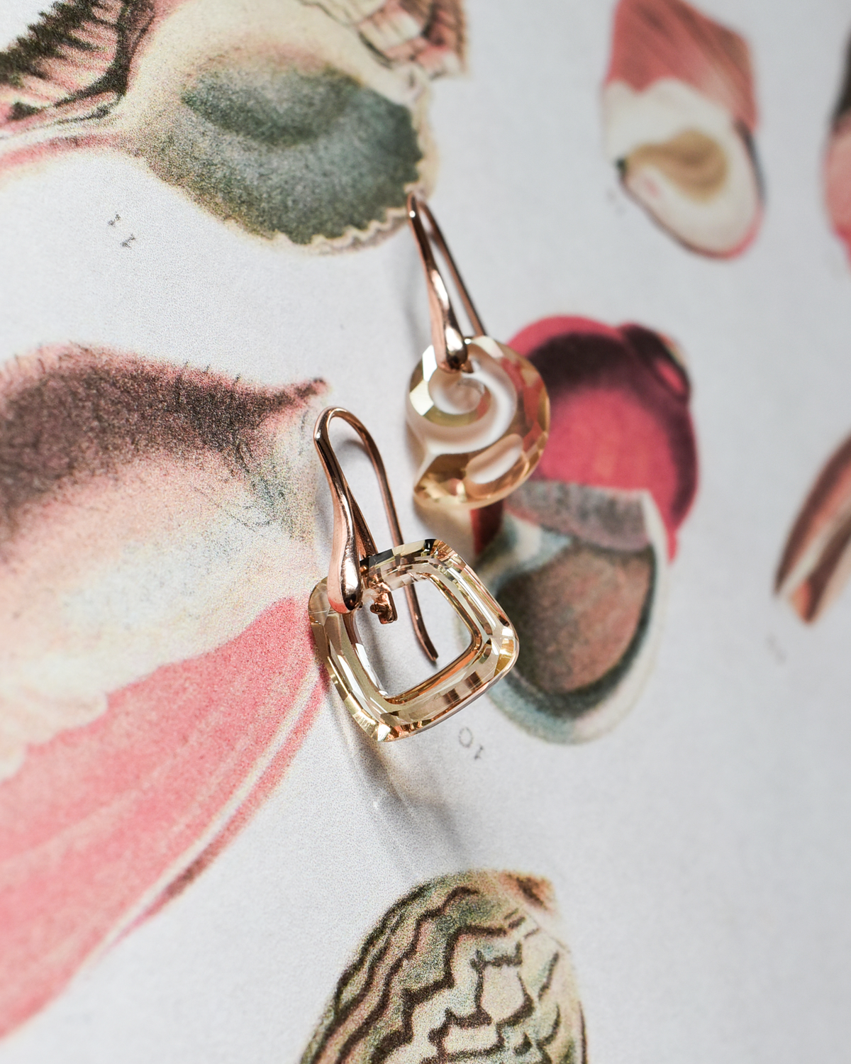 'Ammonite Glow' Asymmetric Crystal Earrings