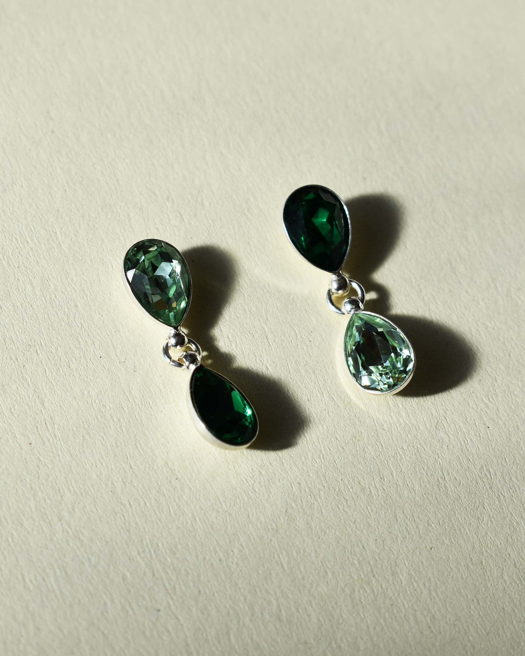 'Emerald & Peridot' Green Crystal Earrings