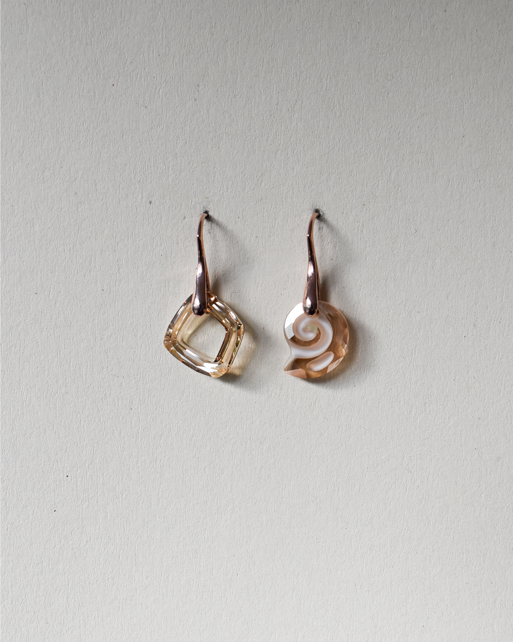 'Ammonite Glow' Asymmetric Crystal Earrings