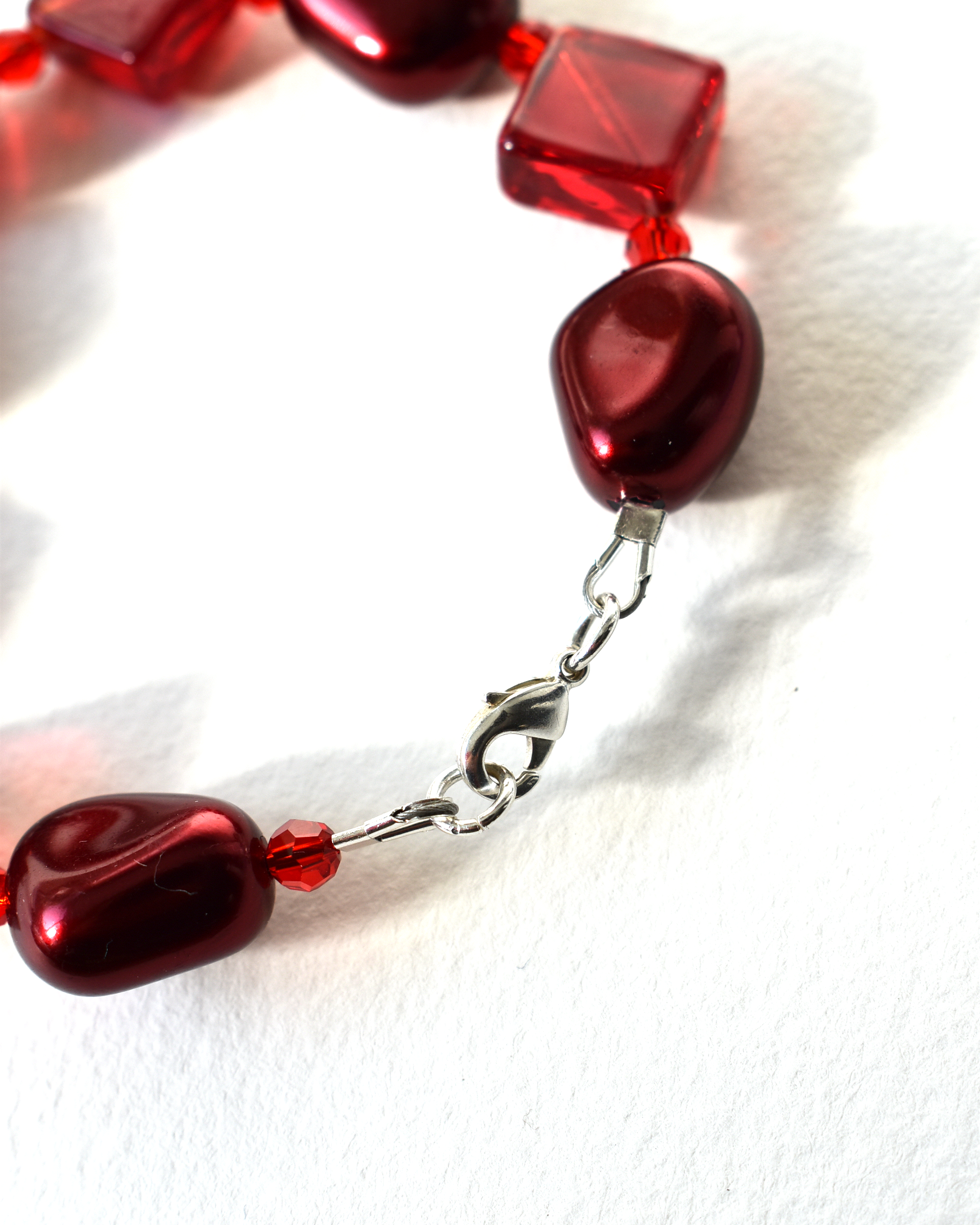 Vibrant Red Venetian Glass & Crystal Bracelet