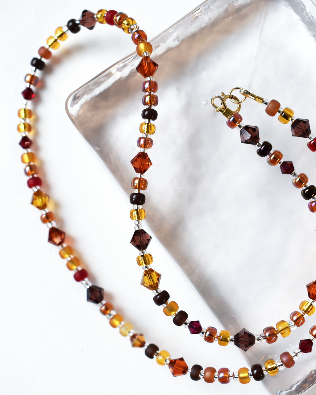 Autumnal Tones Crystal Beaded Necklace